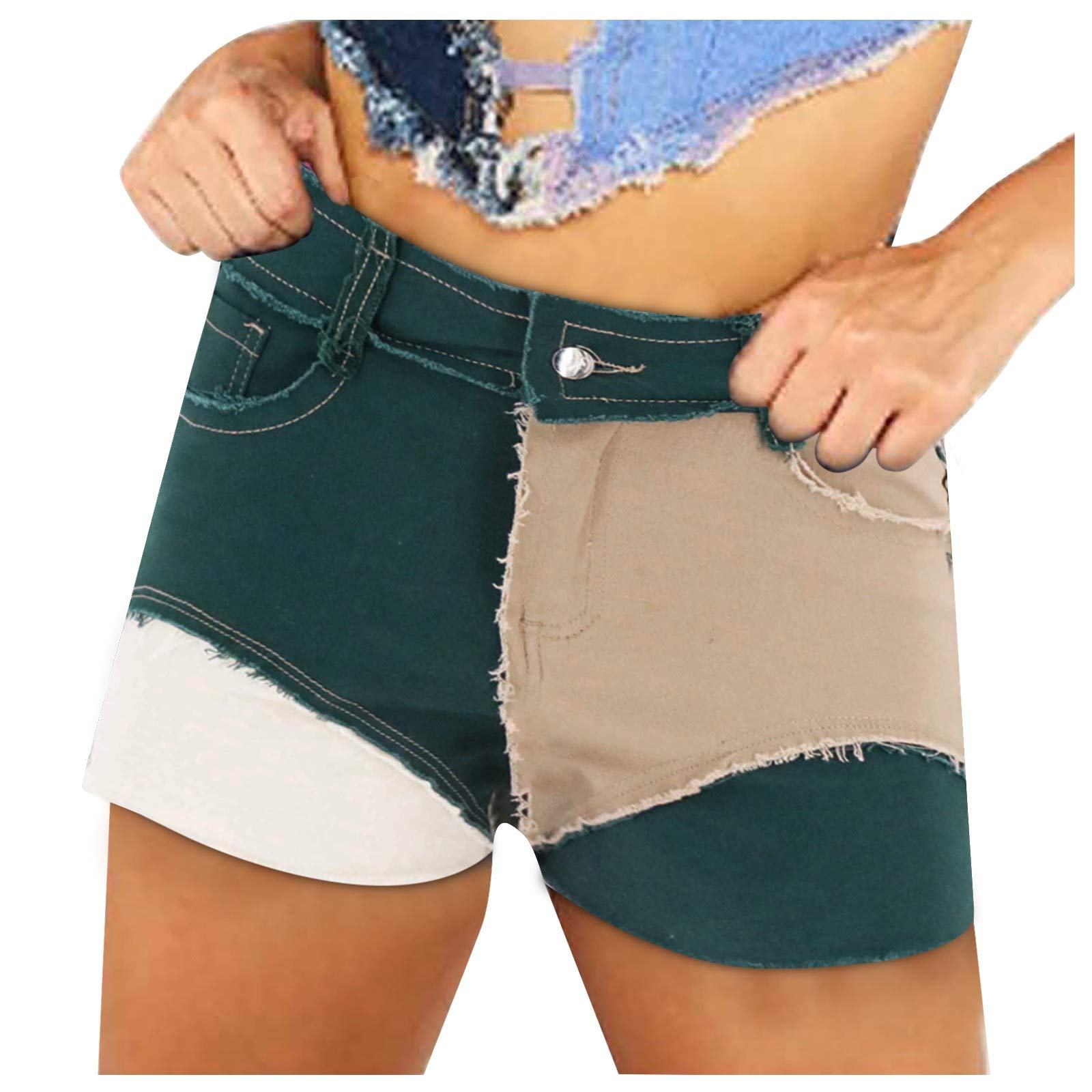USYY Women's Distressed Denim Shorts with Pockets - High Waist Ripped Raw Hem Ultra Short Jeans for Teens & Girls | Y2K Fashion, Casual Summer Outfits, Beachwear, and Street Style