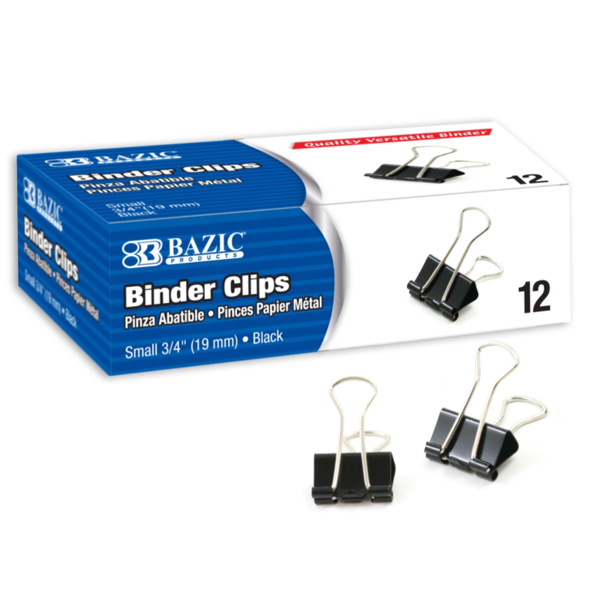 BAZIC Small Black Binder Clips 3/4