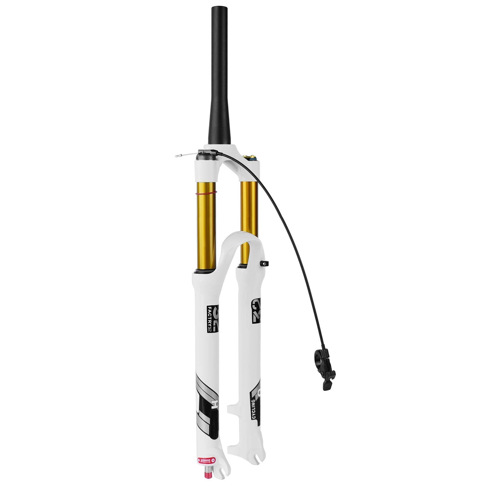 140mm Travel Suspension Fork for Mountain Bike - Lightweight Alloy Air Fork with Tapered Remote Lock - Compatible with 26/27.5/29 Inch MTB Wheels - 1-1/8