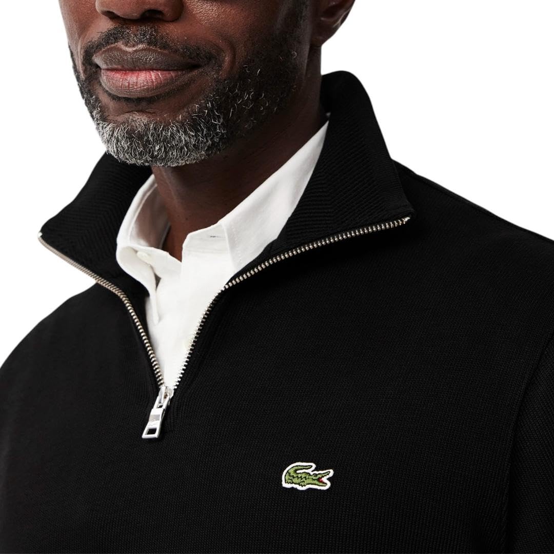 Lacoste Men's Long Sleeve Quarter Zip Cotton Sweatshirt - Comfortable Casual Pullover for Golf, Work & Everyday Wear