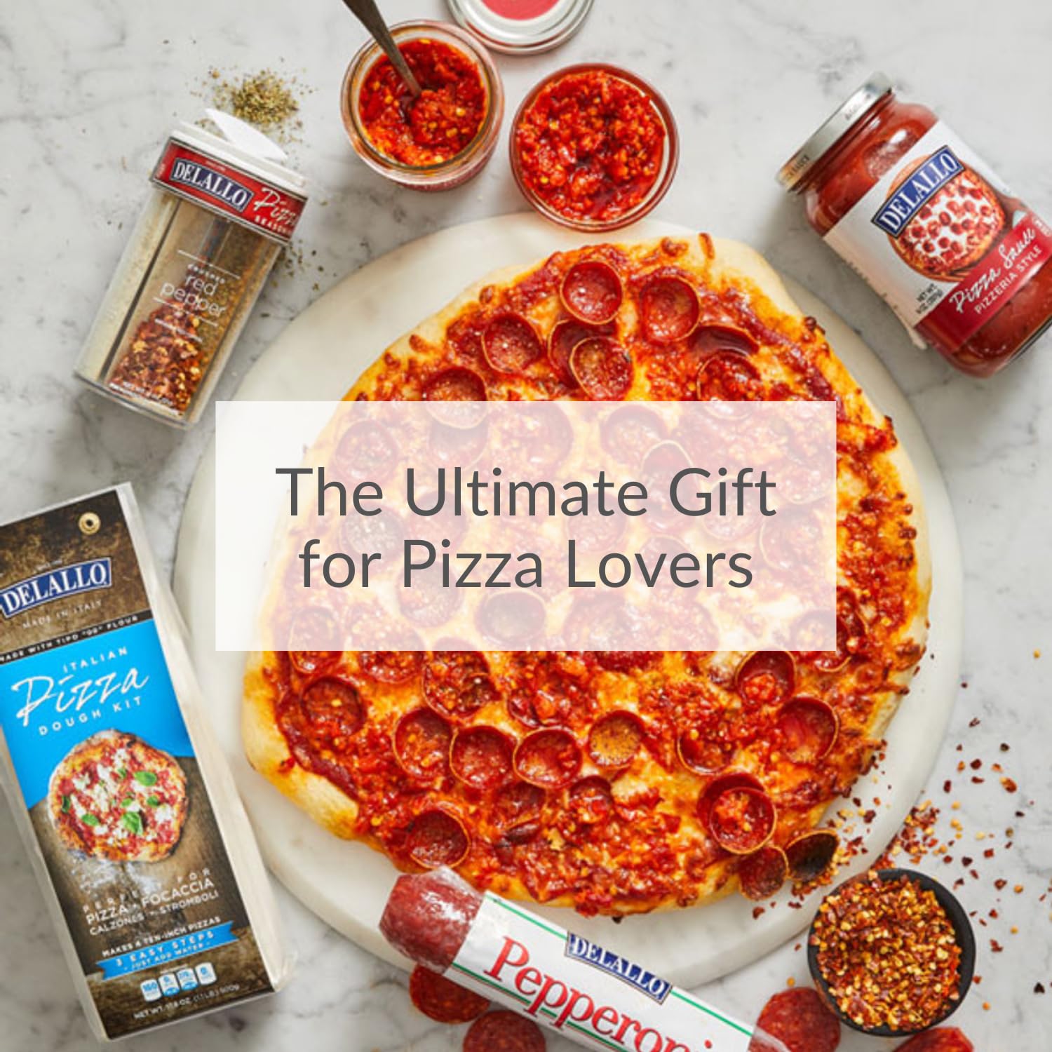 DeLallo Gourmet Italian Pizza Gift Basket - Authentic Artisan Pizza Ingredients from Italy, Premium Toppings & 00 Flour in Elegant Gift Box - Perfect Gift for Pizza Lovers, Italian Food Enthusiasts & Dinner Parties