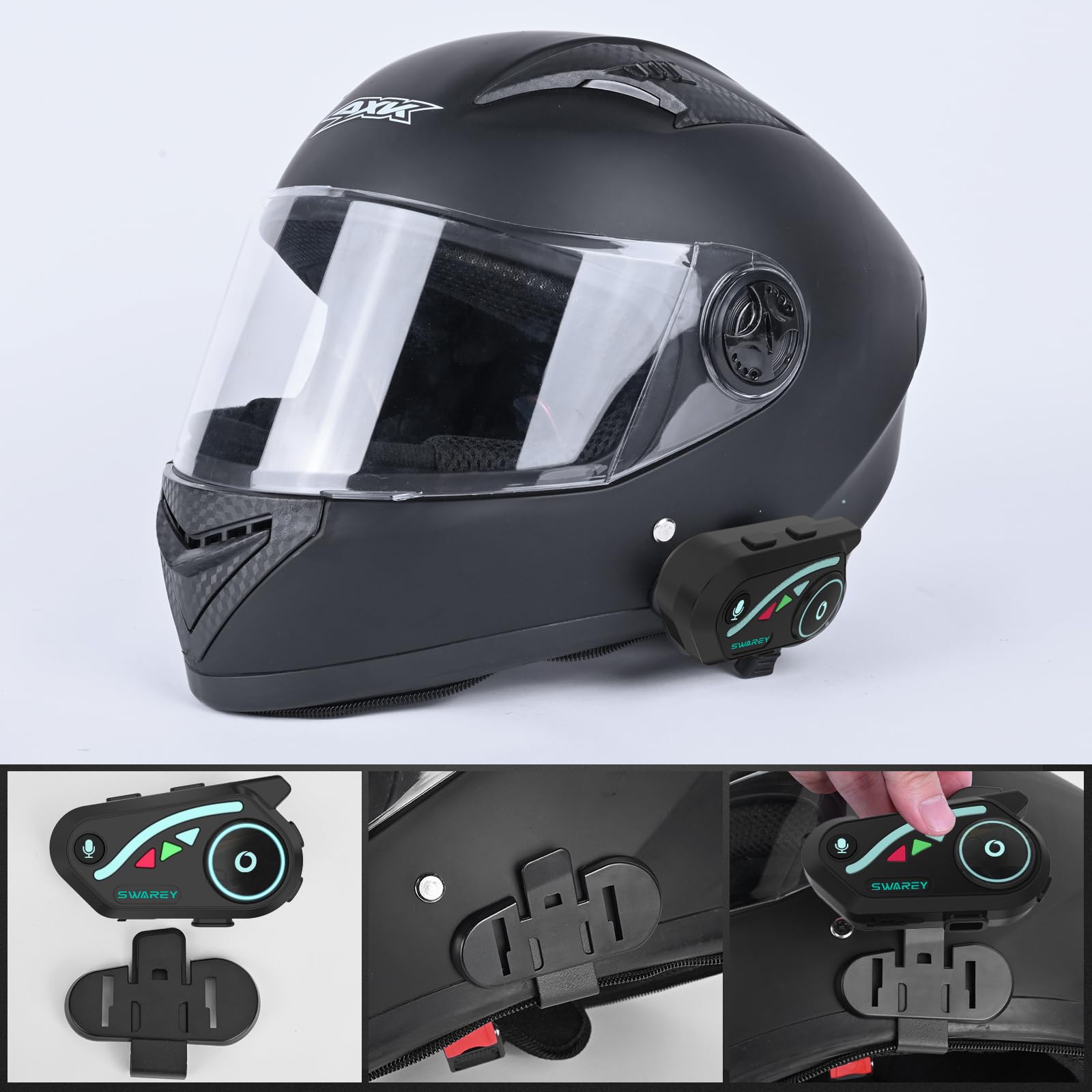 V8 Motorcycle Bluetooth Headset - Dual Pack (2X) with Noise Cancelling DSP&CVC, HiFi Stereo, FM Radio & Music Sharing | 1000M-2000M Helmet Intercom for Motorcycle Riders | Perfect for Group Riding, Touring & Adventure Motorcycling
