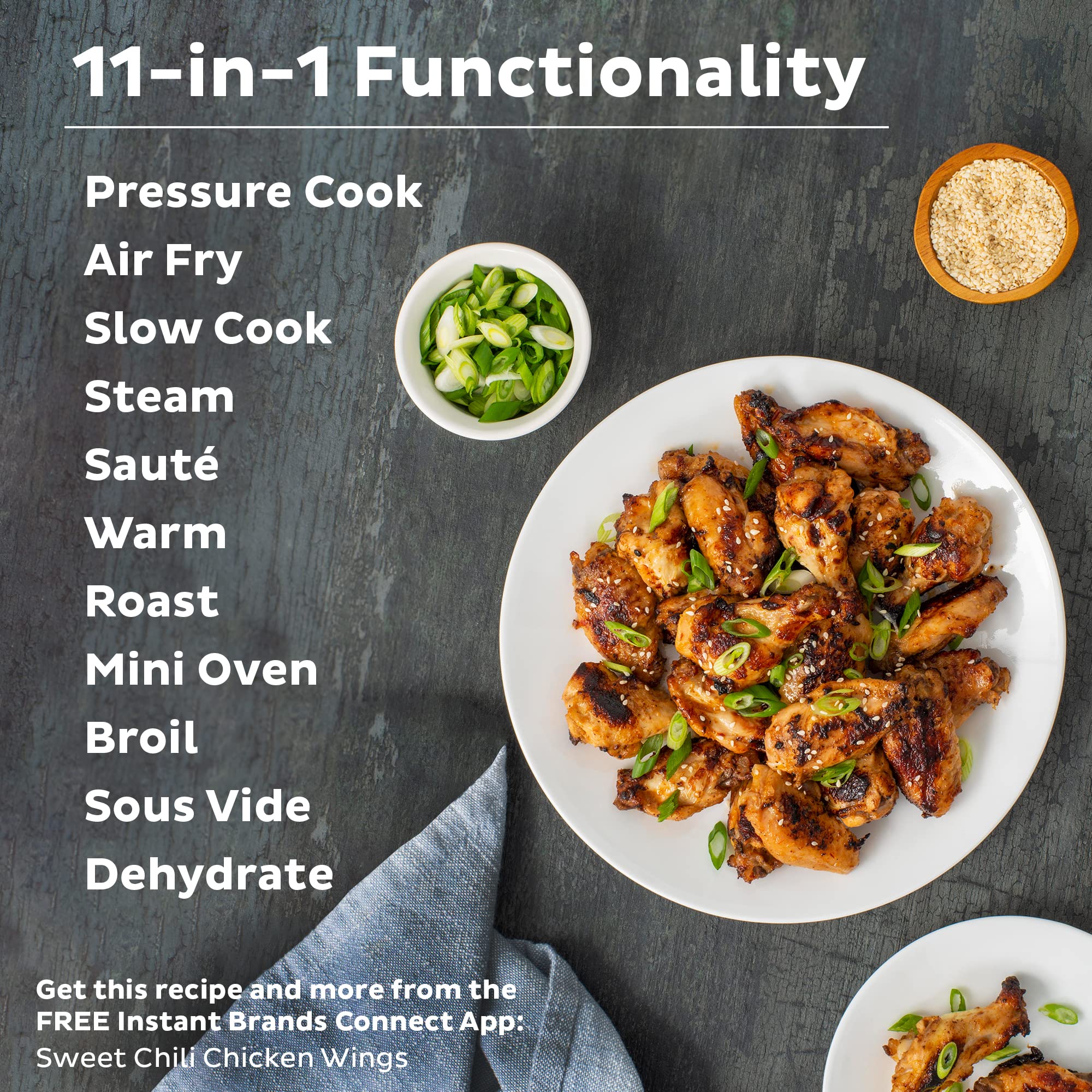 Instant Pot Duo Crisp 11-in-1 Pressure Cooker & Air Fryer Combo, 8 Quart - Multi-Cooker for Frying, Roasting, Baking, Dehydrating | Includes Tempered Glass Lid (10 Inch) - Perfect for Family Dinners, Meal Prep & Healthy Cooking