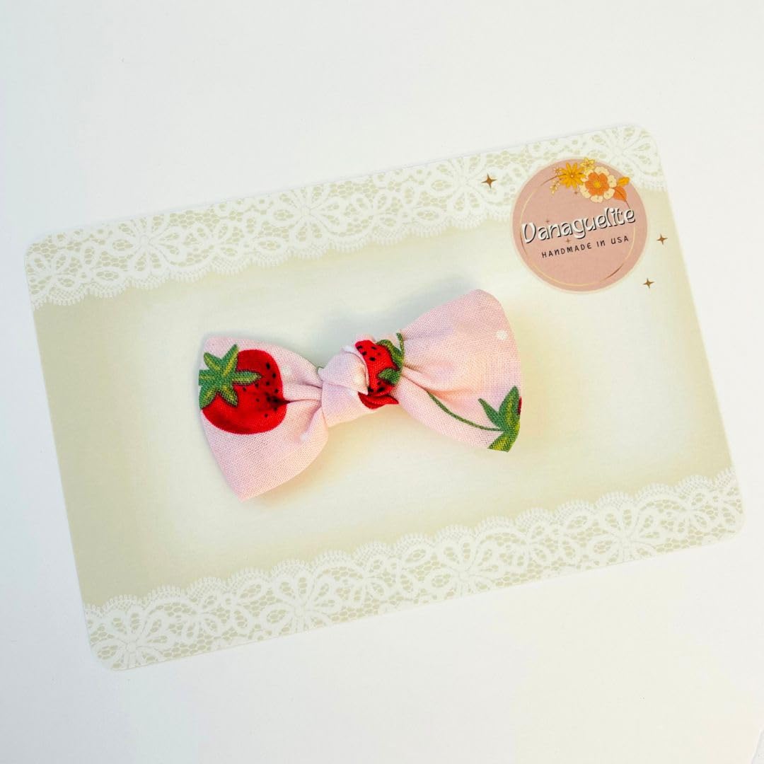 Strawberry Hair Bow Clips & Headband Set - Sweet Berry Birthday Hair Accessories for Baby & Toddler Girls - Adorable Pink Strawberry Bows Made in USA - Perfect for Parties, Photo Shoots & Everyday Cute Outfits