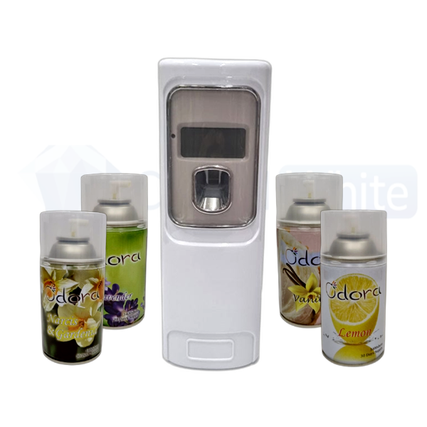 Automatic Digital Aerosol Air Freshener Dispenser for Home & Office - Compatible with Odora Cans - Eliminate Odors in Bathrooms, Cars & Living Spaces