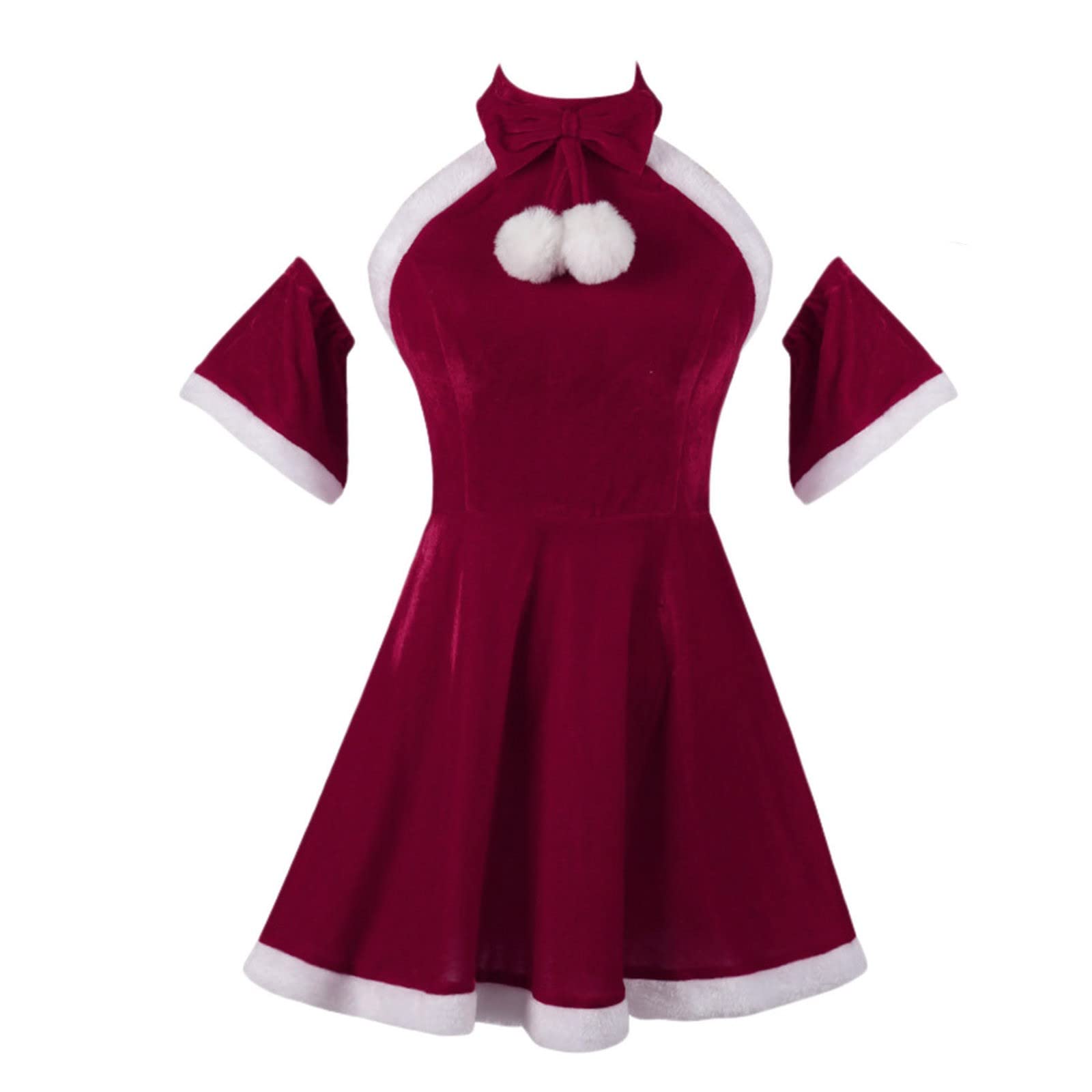 Sexy Velvet Lingerie Bodysuit with Stockings - Women's Winter Underwear Set for Christmas, Cosplay & Bedroom Roleplay | UK Size