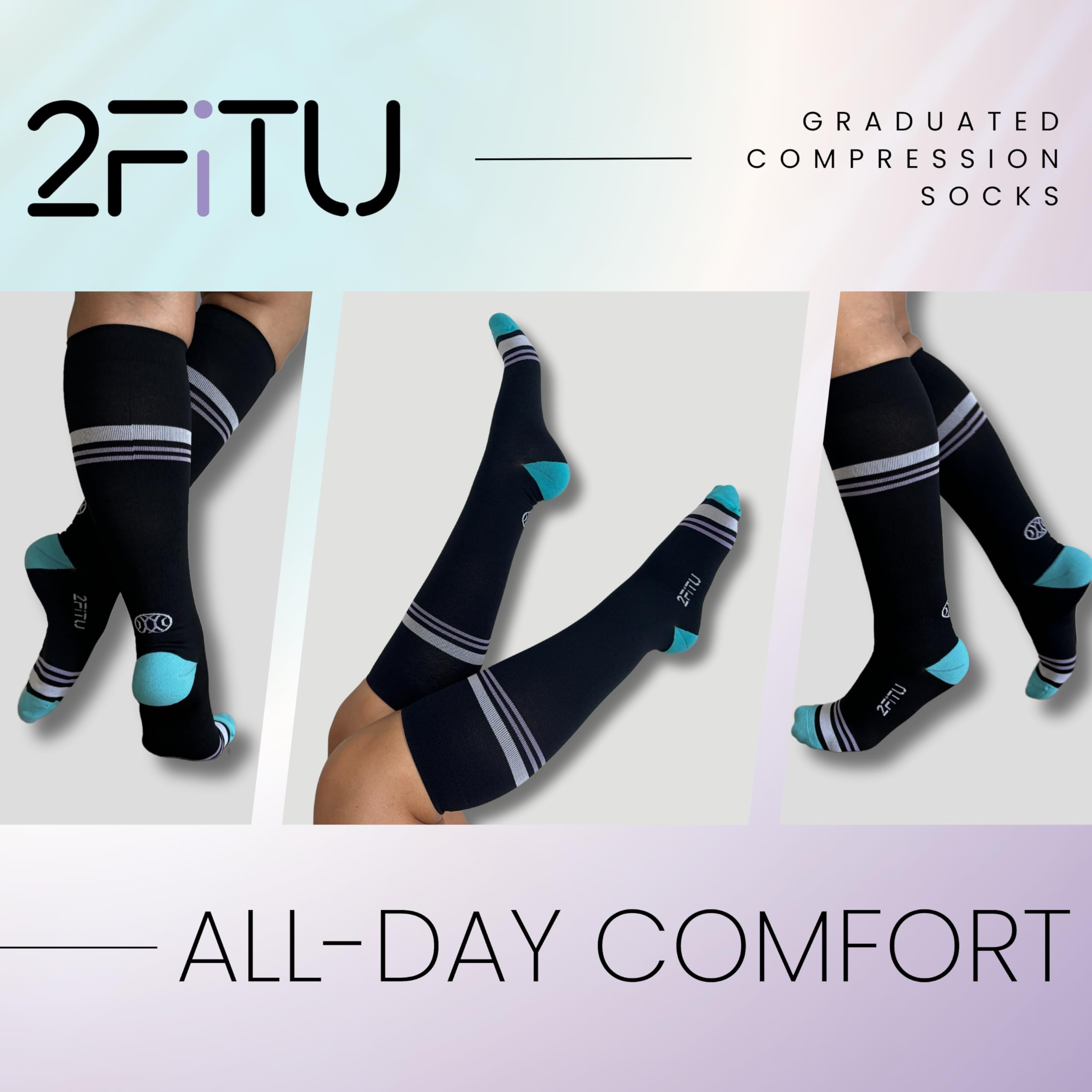 Graduated Compression Socks 15-20mmHg Knee High for Women & Men - Improve Circulation & Recovery - Perfect for Running, Travel, Pregnancy & Nurses - Best for Varicose Veins Relief & Long Flights
