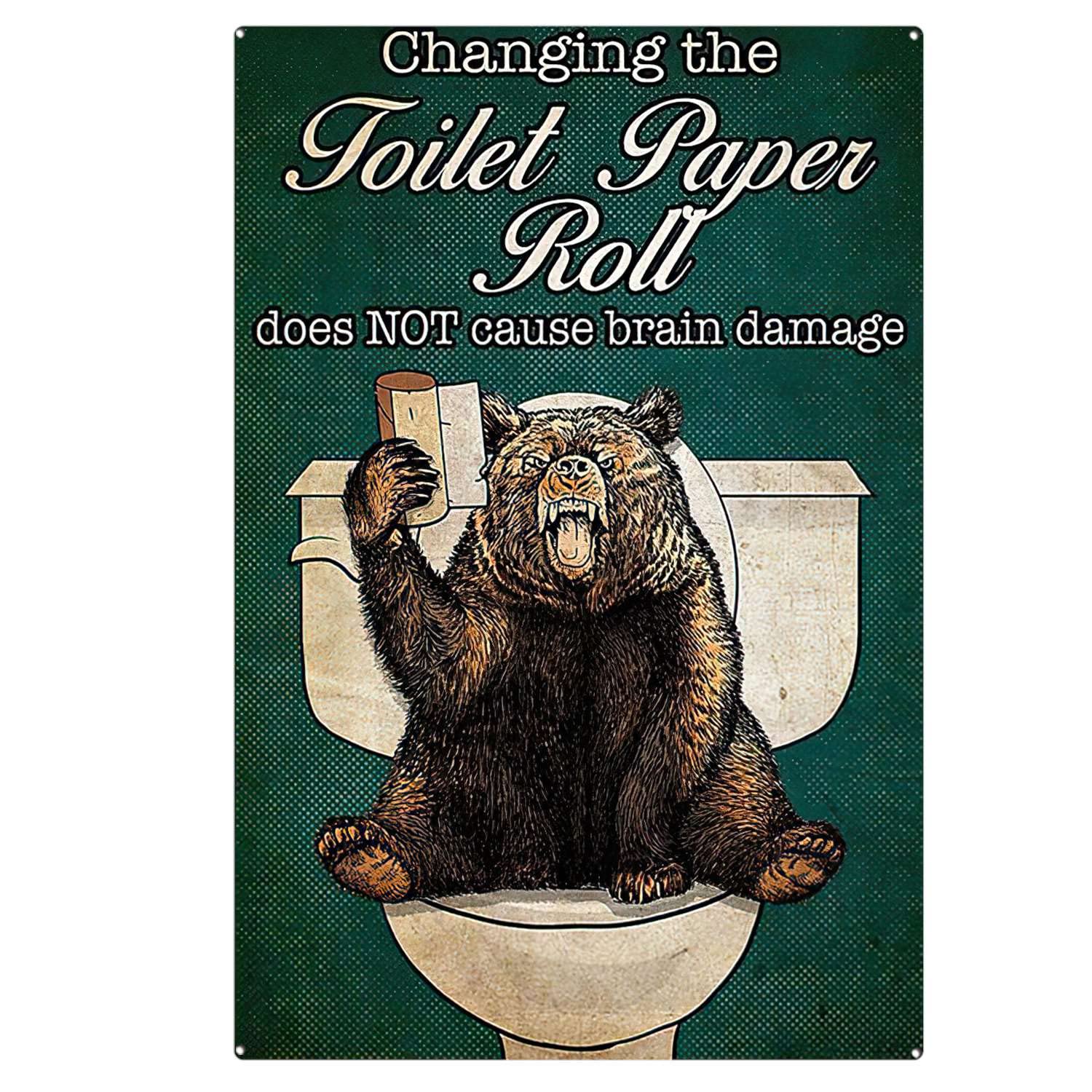 Funny Bear Bathroom Sign - Vintage Toilet Paper Roll Decor for Home & Office