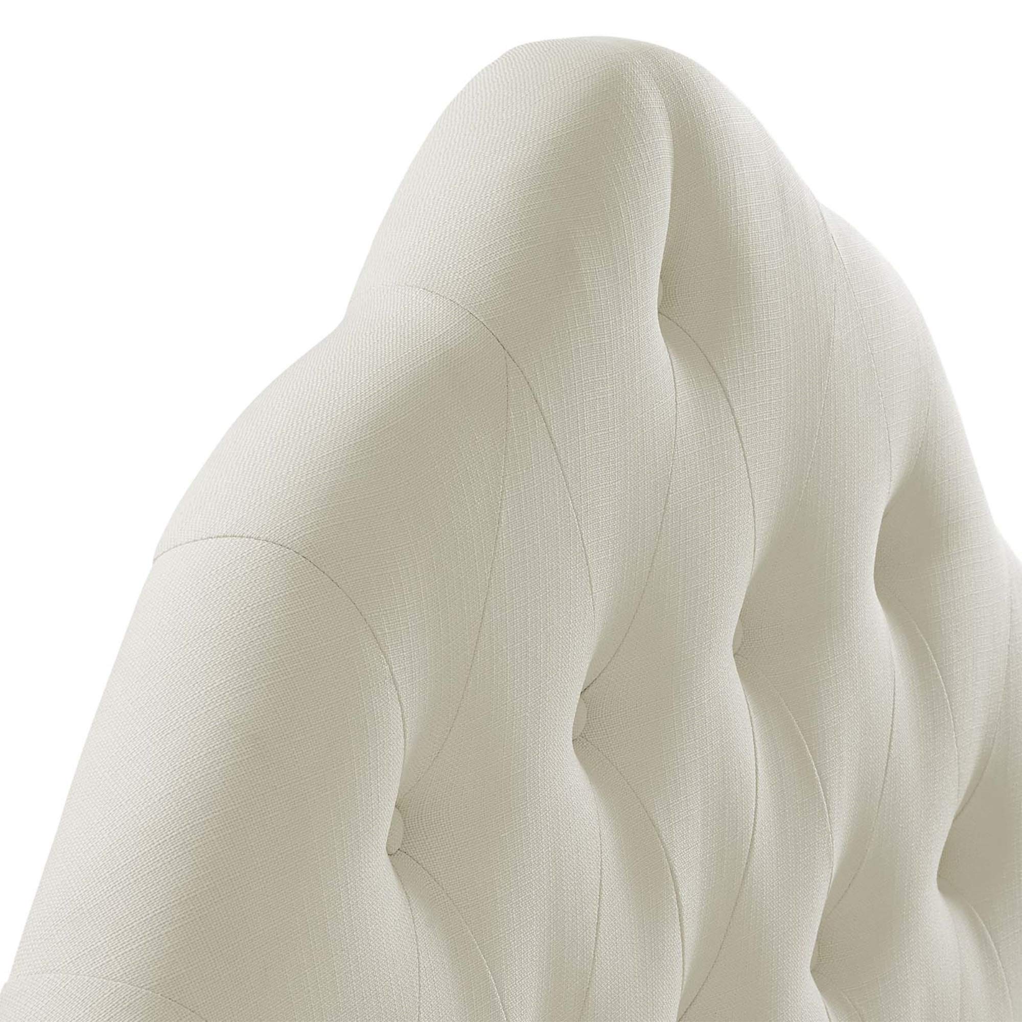 Ergode Sovereign Tufted Vinyl Headboard - Full Size Ivory Upholstered Bed Frame with Regal Design & Premium Comfort for Master Bedroom Decor