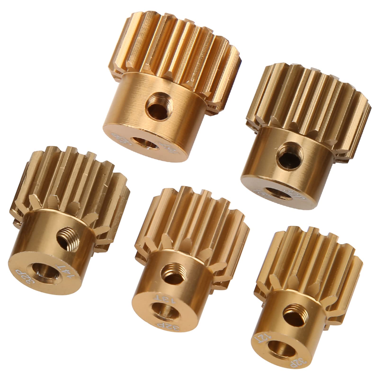 Dilwe 5PCS Aluminum Alloy 32P Pinion Gear Set - 12T to 16T RC Car Motor Upgrade Parts for Hobby RC Models | Perfect for Off-Road Racing & DIY Repairs