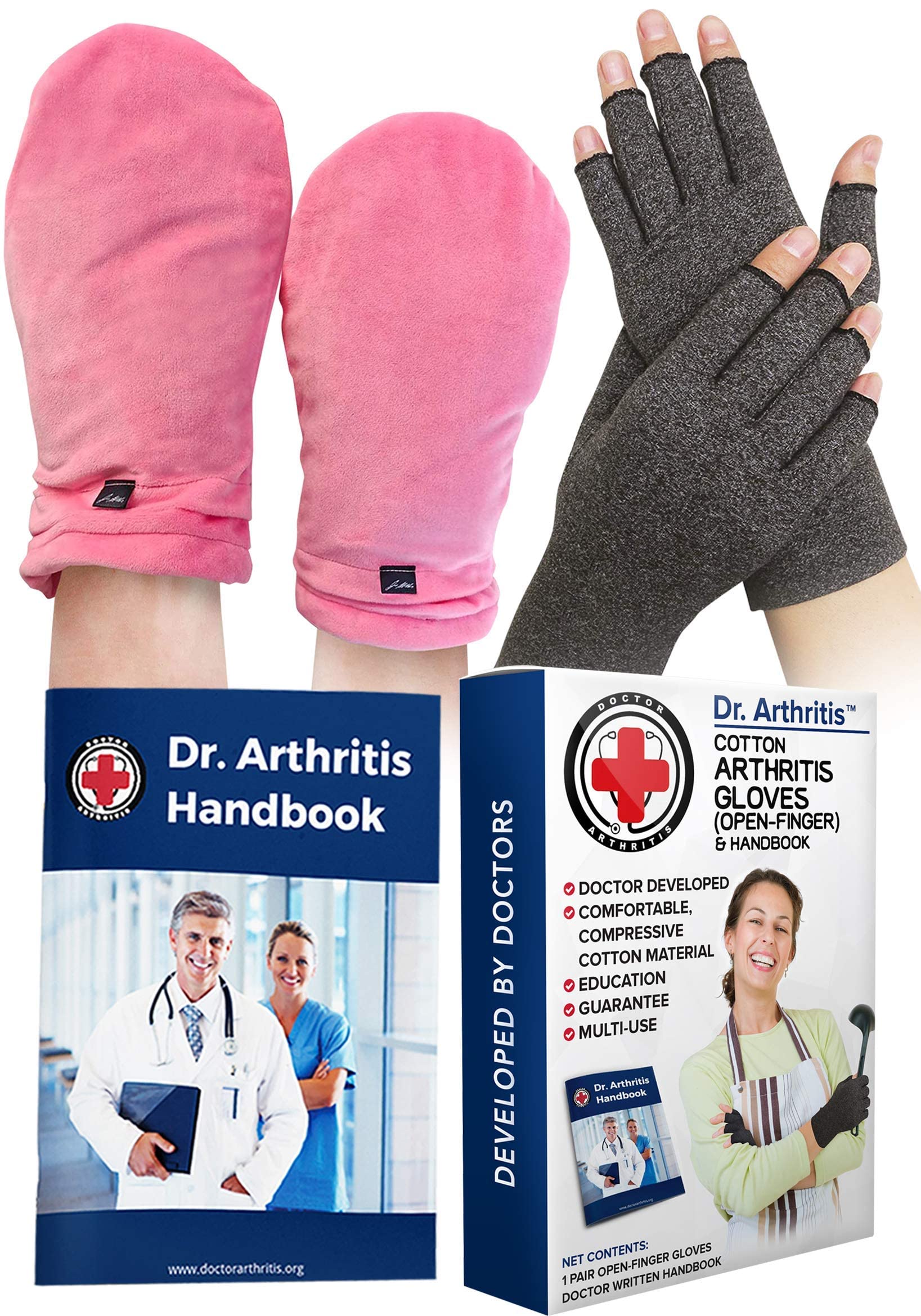 Heat Therapy Arthritis Gloves & Compression Gloves Bundle (1 Pair Pink + 1 Pair XL) - Relieve Joint Pain & Improve Circulation for Arthritis, Carpal Tunnel & Daily Hand Comfort