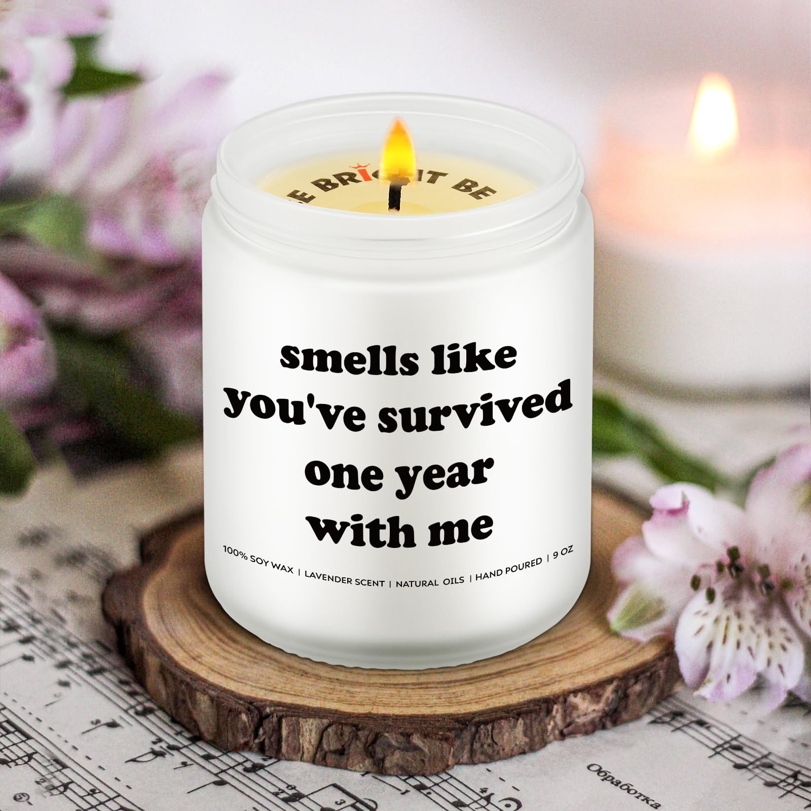 1st Wedding Anniversary Candle - Romantic 1 Year Anniversary Gift for Couples, Husband, Wife, Boyfriend or Girlfriend - Perfect for Celebrating Your First Year Together - Great as a Thoughtful Gift for Best Friends Too