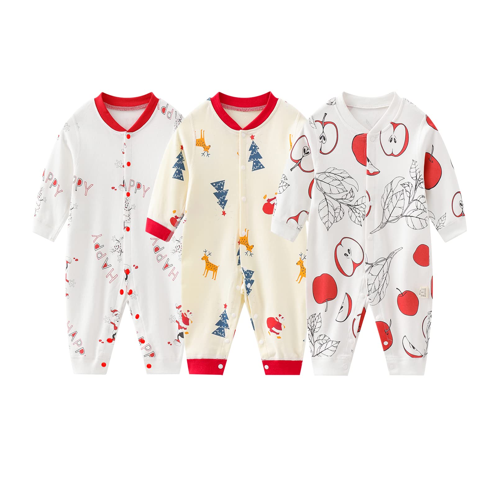 MAMIMAKA Baby Boy & Girl Clothes 3-Pack 100% Cotton Long Sleeve Romper Outfits for 3-24 Months | Soft & Comfortable Infant Wear for Playtime, Daycare & Family Photos