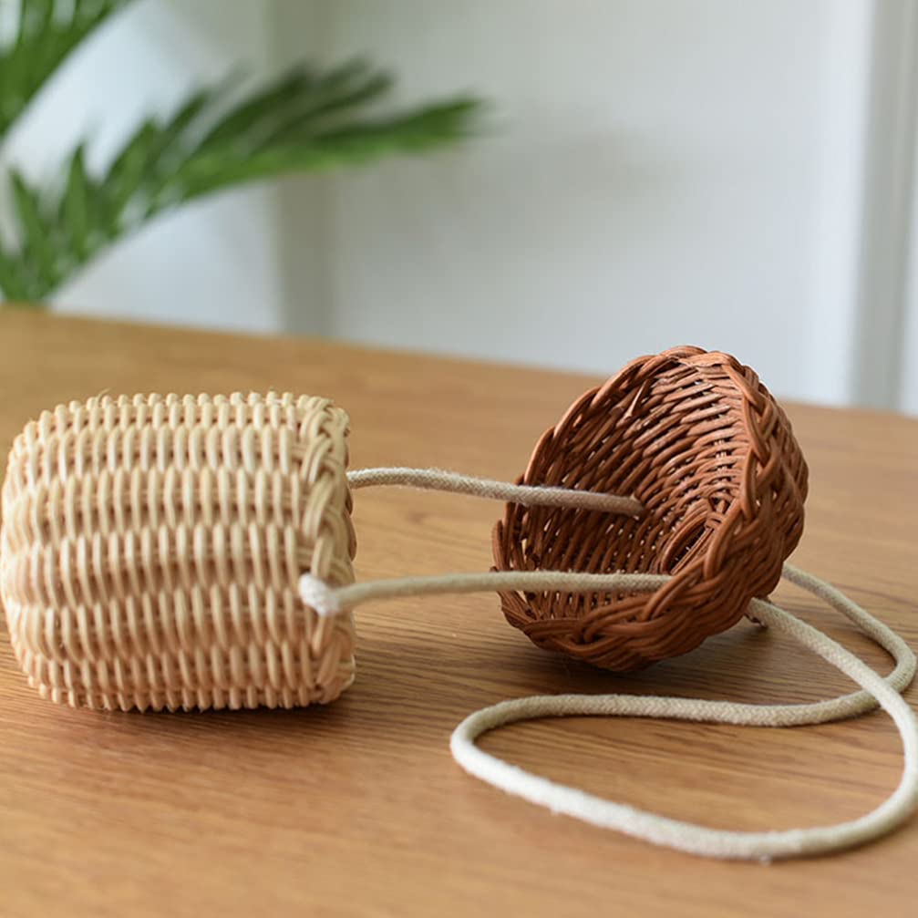 Zerodeko Hanging Planters Straw Shoulder Bag - Rattan Woven Purse with Pine Cone & Acorn Design - Mini Handbag for Women - Perfect for Boho Fashion, Beach Outings & Home Decor Plant Hangers