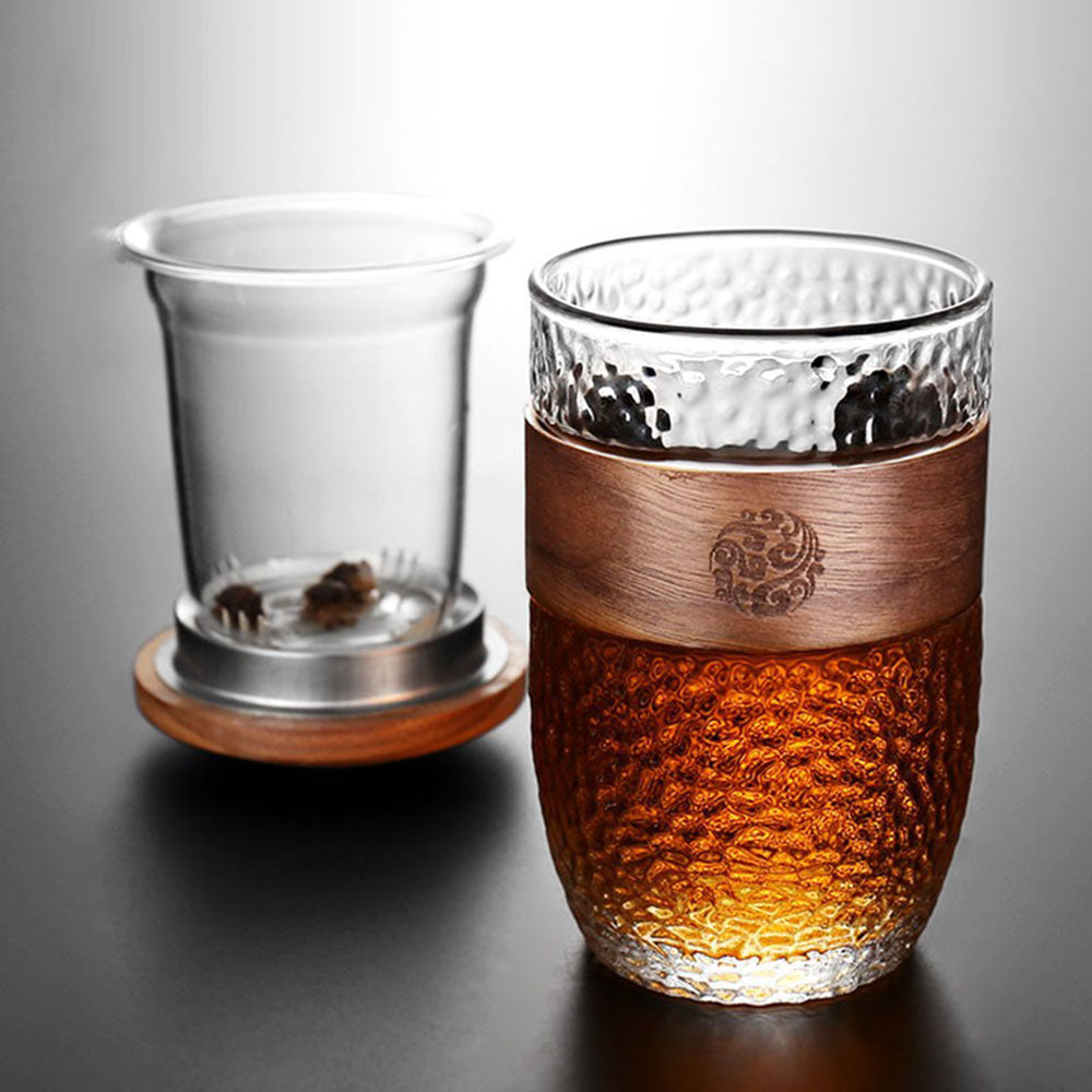 Premium Japanese Glass Tea Cup with Wooden Lid - Handcrafted Matcha Tea Set for Traditional Ceremony & Home Relaxation