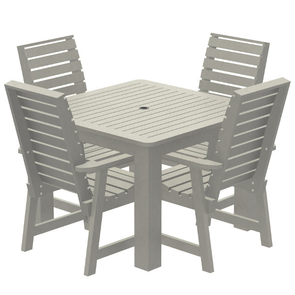Glennville 5-Piece Square Outdoor Dining Set - Patio Furniture with Table and 4 Chairs - Perfect for Backyard, Garden, and Poolside Gatherings