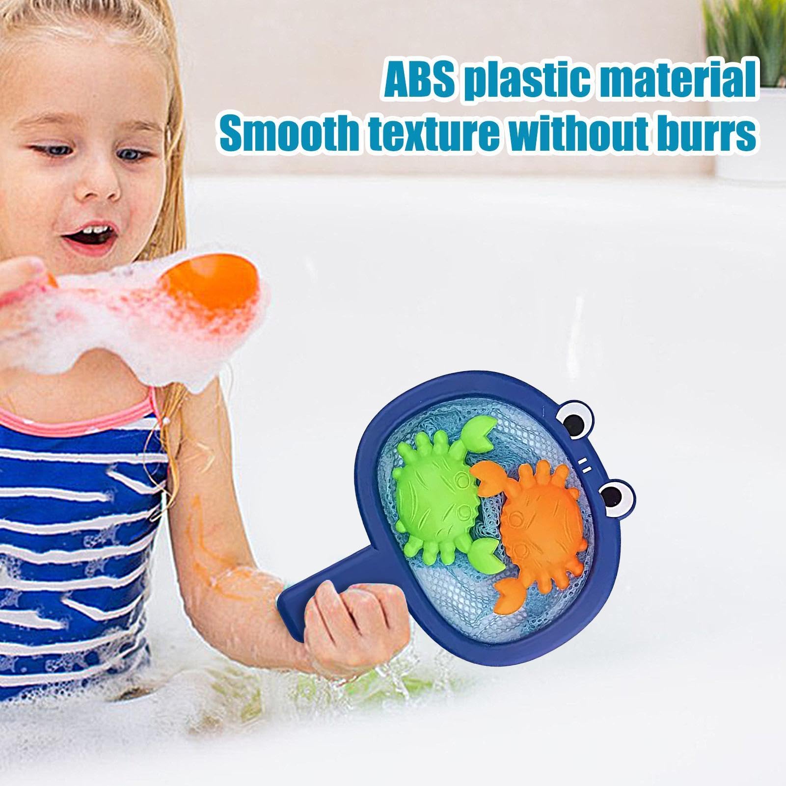 Cartoon Crab Duck Fishing Bath Toy with Net - Interactive Bathtub Fishing Game for Kids - Floating Water Toy for Bath Time Fun & Learning