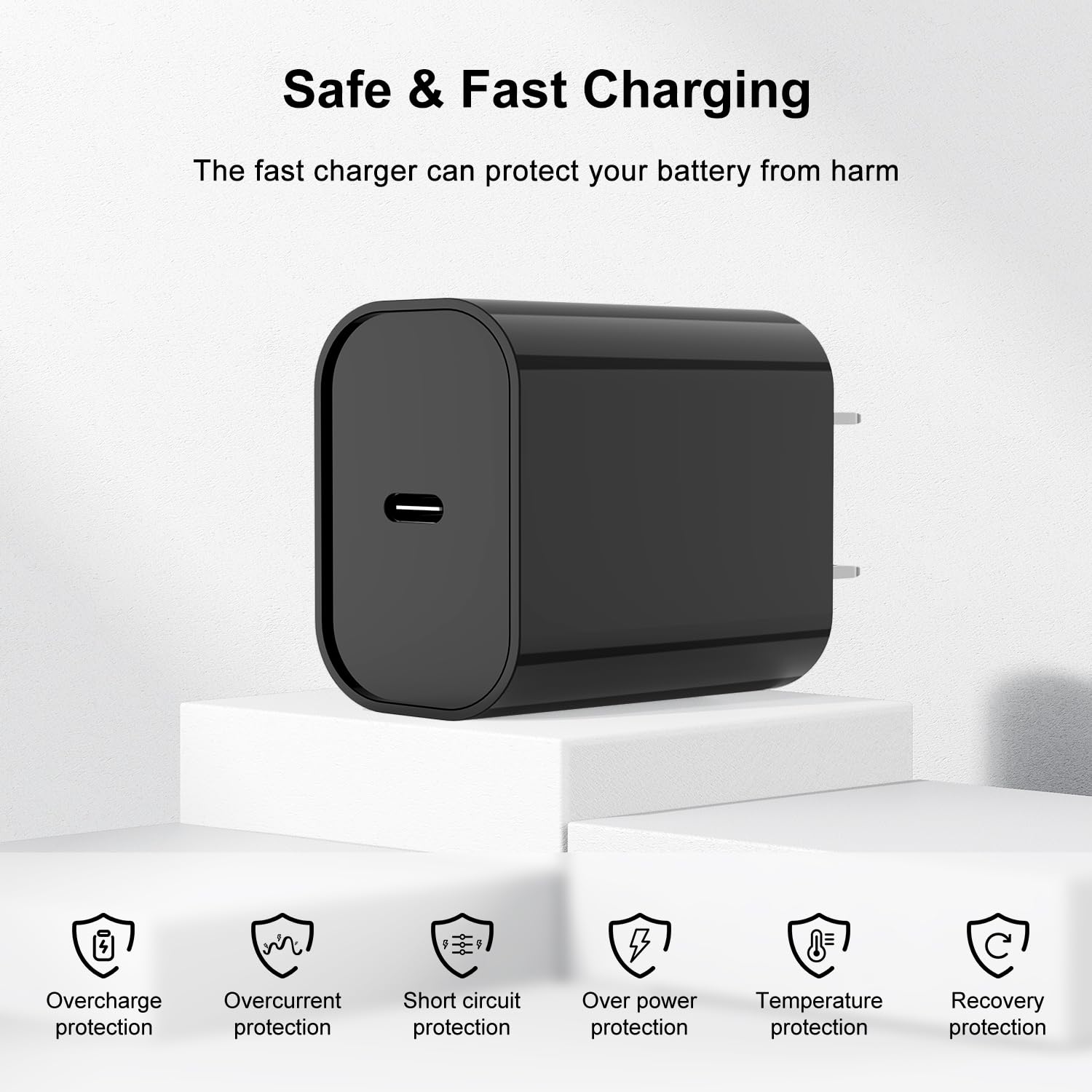 Fast Charging USB C to Lightning Cable [6FT+10FT] - 20W USB C Charger Block for iPhone 14/13/12 Pro Max - White & Black - Perfect for Home, Office, Travel & Car Charging
