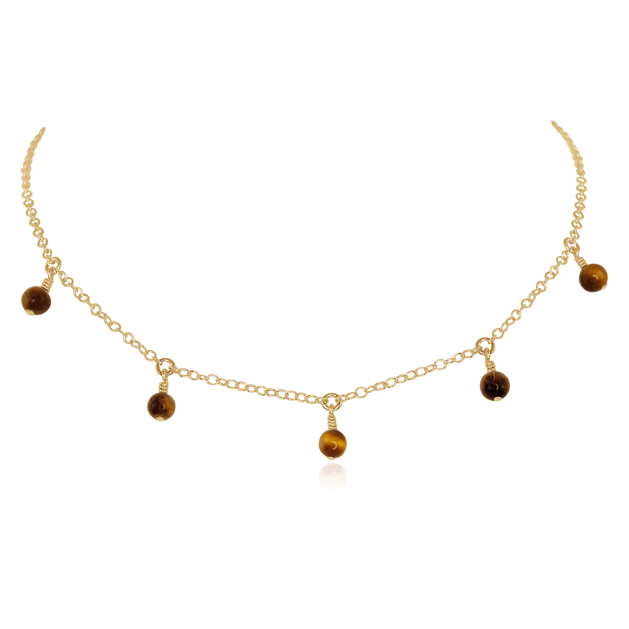 Natural Tiger's Eye Bead Drop Choker Necklace for Women - Boho Chic Jewelry for Layering, Gift Giving & Everyday Wear