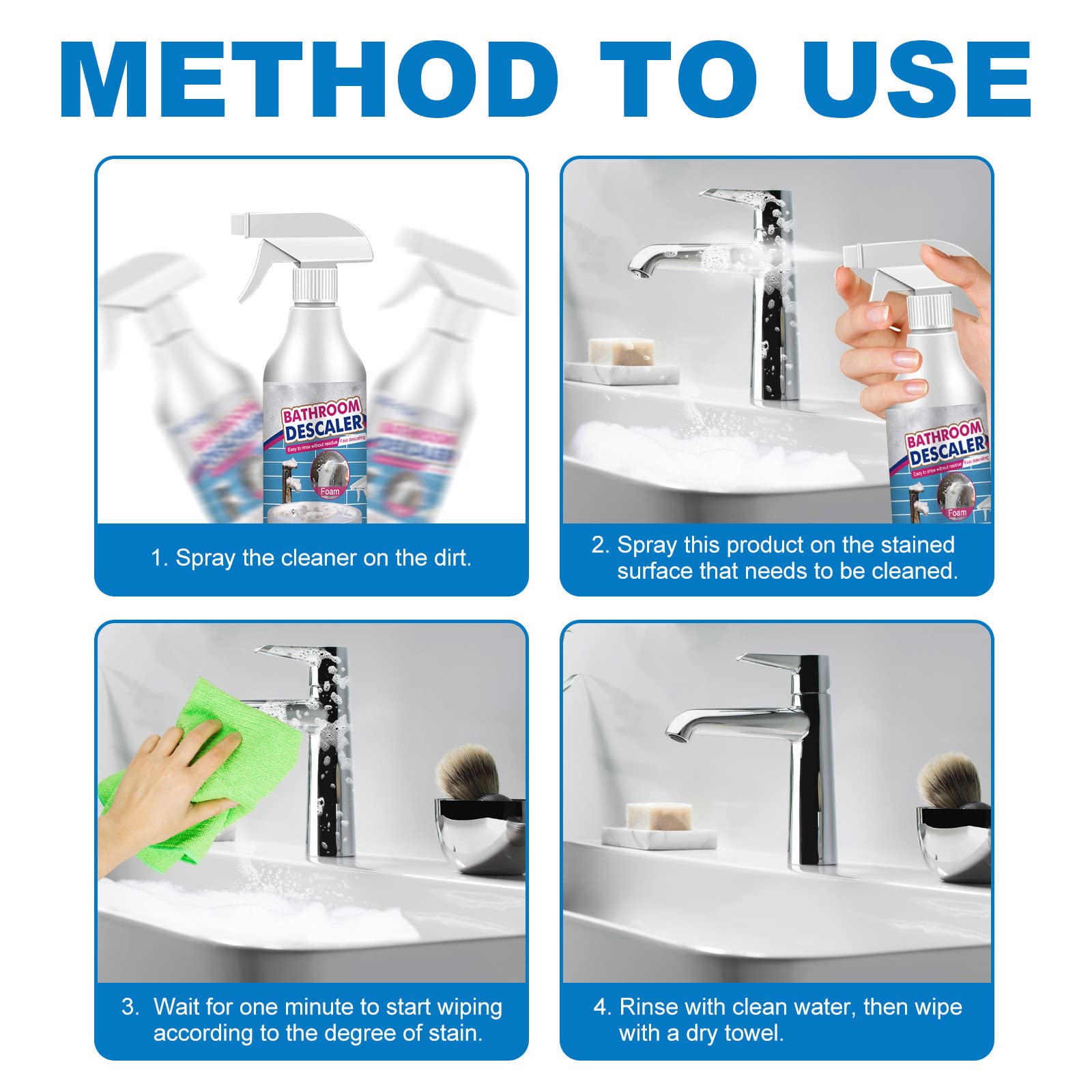 60ml/2.02oz Heavy Duty Stain & Limescale Remover | Bathroom Descaler & Foam Cleaner Spray | Multi-Surface Cleaning Foam for Shower, Sink, Tile & Toilet (2-Pack) – Perfect for Deep Cleaning Bathrooms & Removing Tough Stains