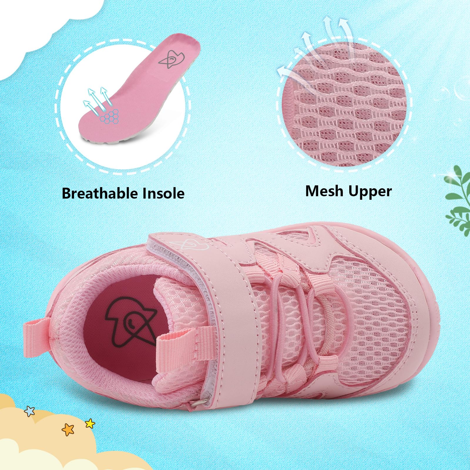 LeIsfIt Baby Walking Shoes for Boys & Girls - Non-Slip First Walkers, Breathable Toddler Sneakers with Soft Sole - Perfect for Indoor Play, Outdoor Adventures & Early Steps Development