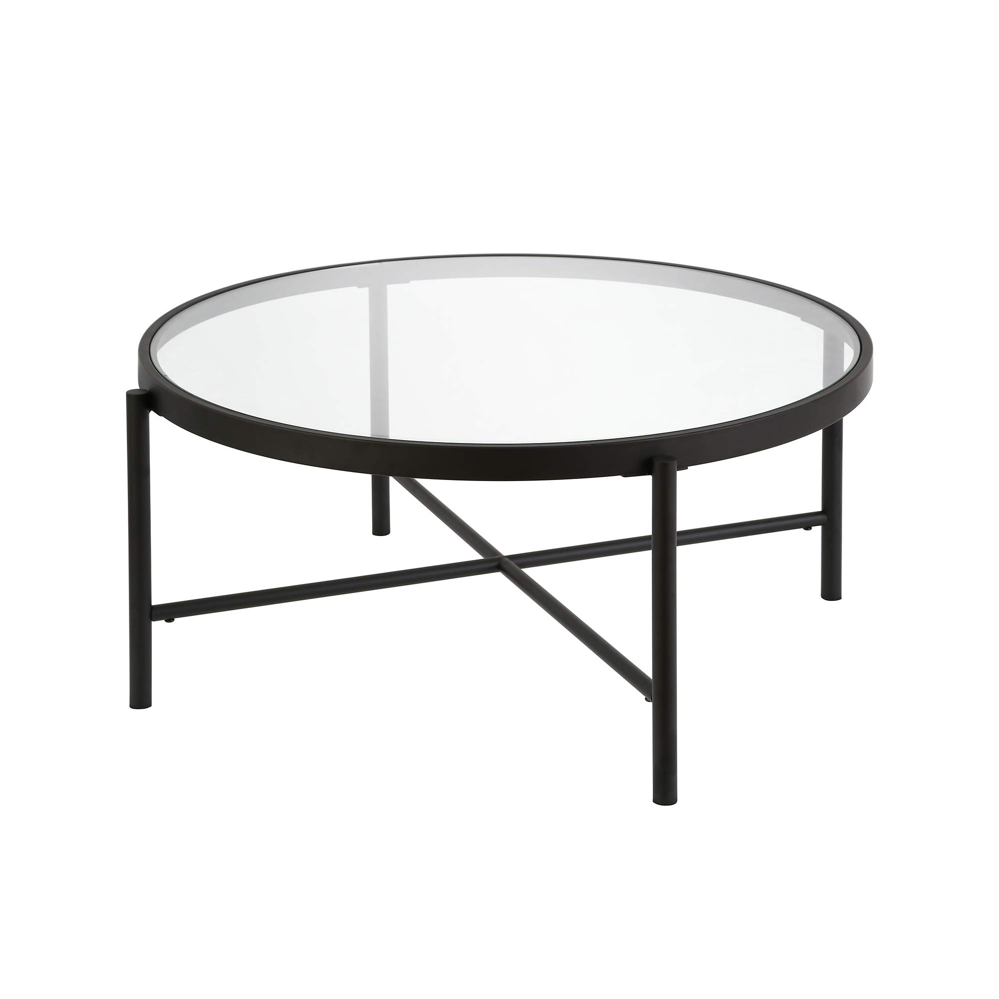Duxbury 36 Inch Wide Round Coffee Table in Blackened Bronze Finish - Perfect for Living Room, Lounge & Modern Home Decor