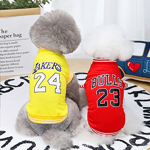 Breathable Basketball Mesh Dog T-Shirt - Comfortable Pet Sportswear for Puppies, Spring & Summer Fashion (Red, Medium) - Perfect for Outdoor Play, Walks & Training