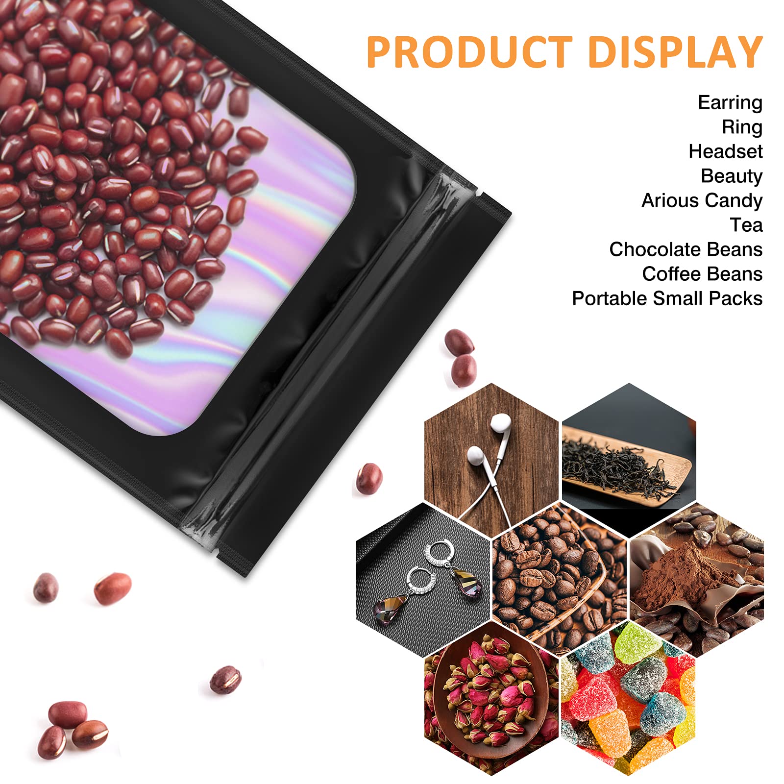 100 Pack Smell Proof Mylar Bags 3.5x4.7 Inch - Resealable Food Storage Bags with Clear Window | Airtight Mylar Pouches for Party Favors, Snacks, Coffee, Herbs, Jewelry & Electronics Storage | Perfect for Home, Travel & Organization