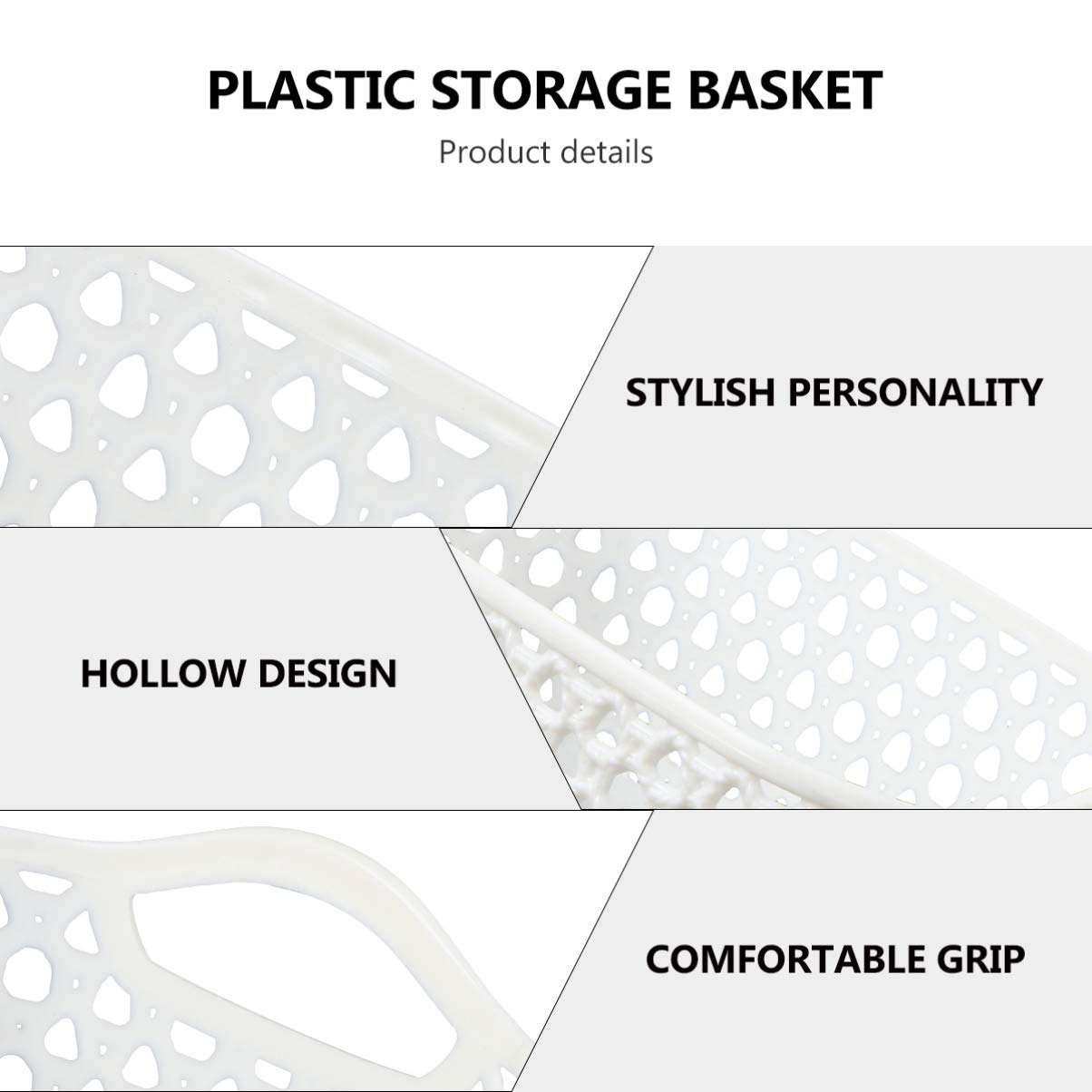 5-Piece Plastic Storage Baskets Set - Desktop & Home Organization for Kitchen, Bathroom, Clothes | Space-Saving Multipurpose Storage Containers for Office, Bedroom, and Dorm Room Organization