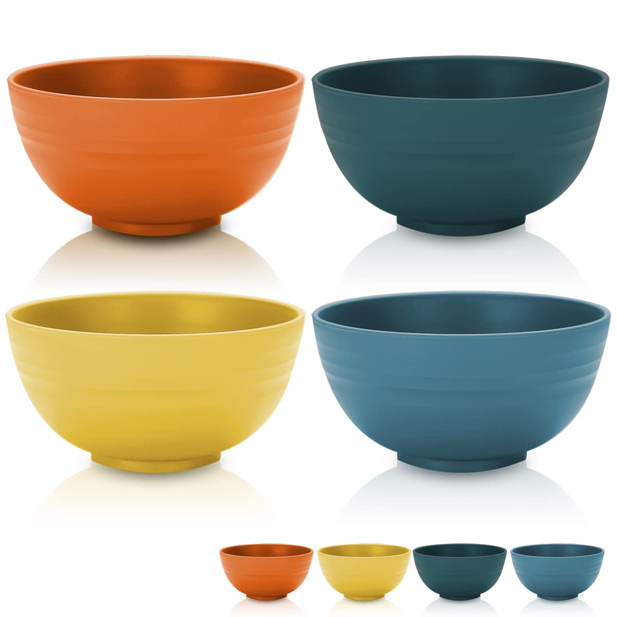 Kyraton 4-Piece Unbreakable Cereal Bowls - Microwave & Dishwasher Safe for Soup, Salad, Snacks