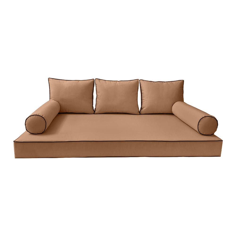 Prolinemax Outdoor Style 3 Twin-XL Daybed Mattress Cover with Contrast Trim - Fitted Bolster Pillow Sheet AD104 - Perfect for Dorm Rooms, Guest Beds & Outdoor Furniture Protection