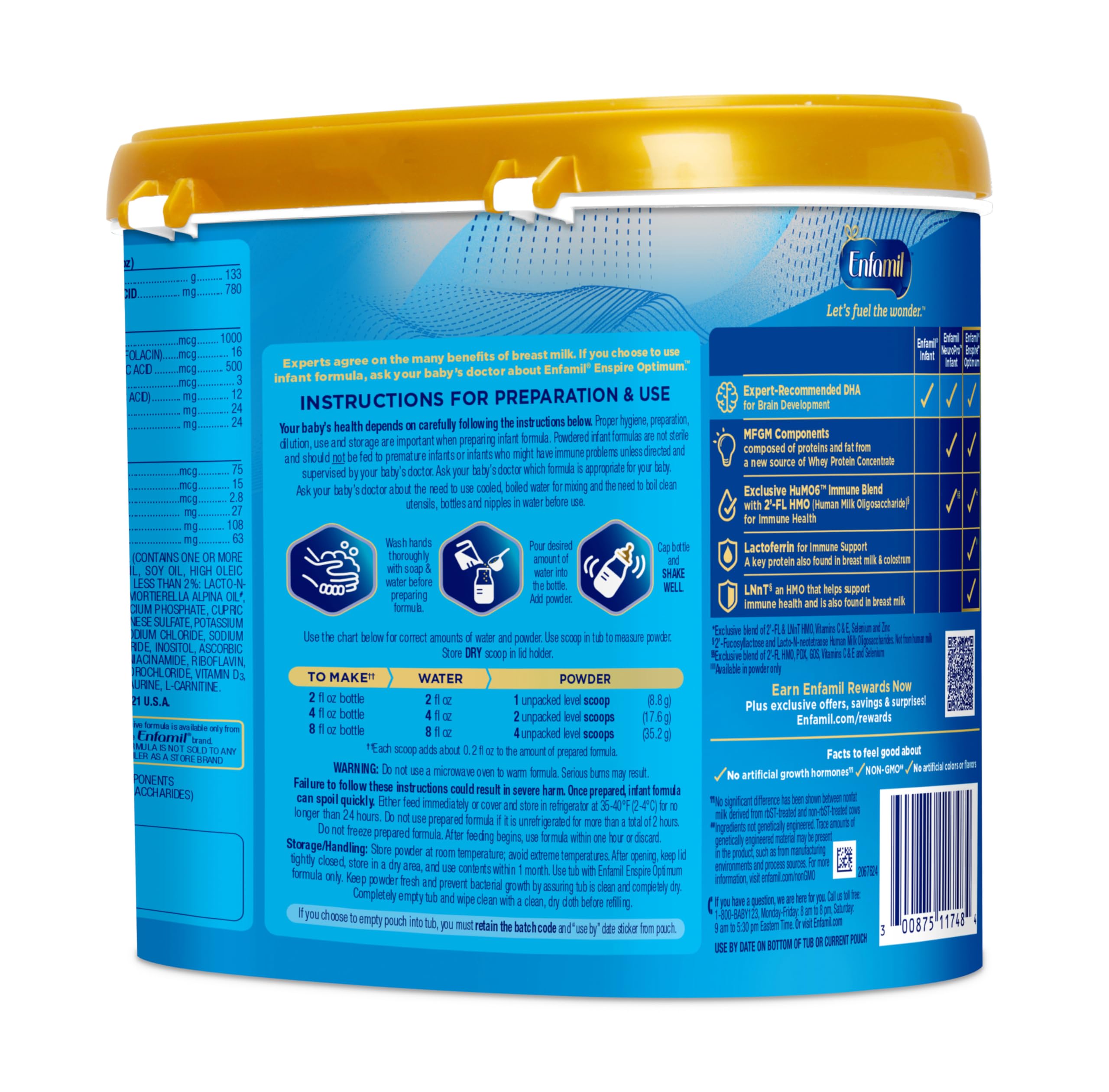 Enfamil Optimum Baby Formula - Closest to Breast Milk with Immune-Supporting Lactoferrin & Brain-Building DHA - 20.5 Oz (Pack of 4) - Ideal for Newborns & Infants for Healthy Growth & Development