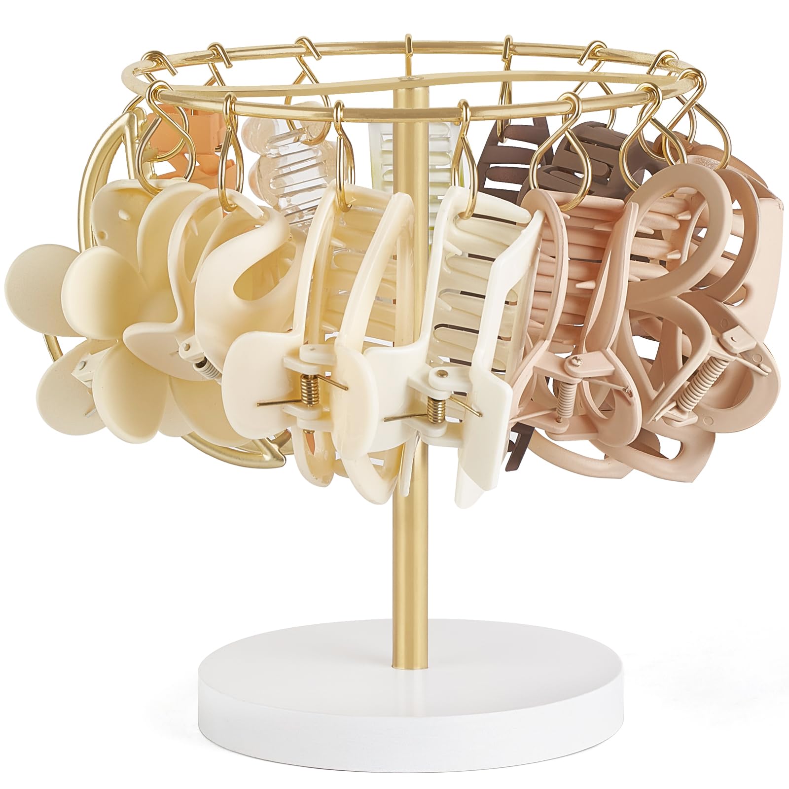 Dahey Metal Claw Clip Organizer Stand - Hair Accessories Storage Holder for Women & Girls | Dorm Room, Bathroom & Bedroom Decor (Gold)