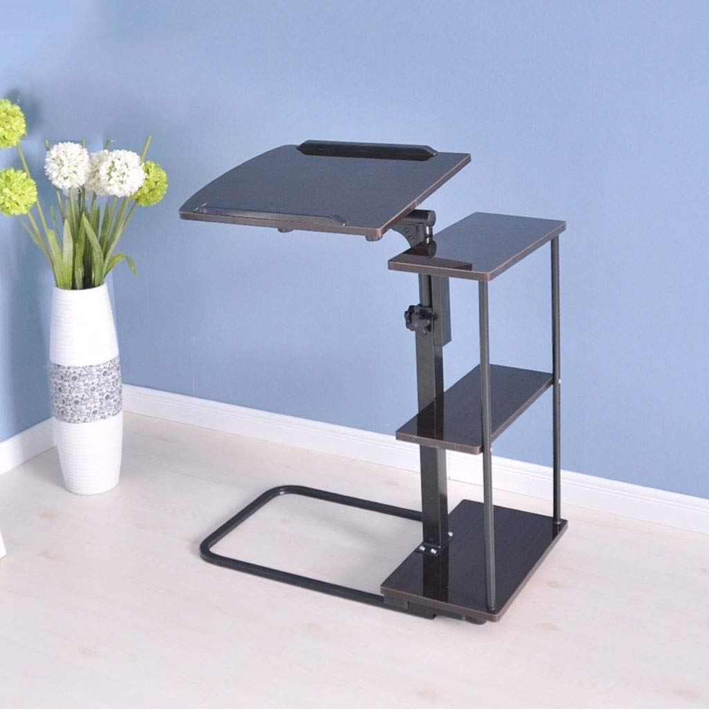 Multi-Functional Folding Laptop Desk - Adjustable Coffee Table, Bed Tray & Study Table with Storage Rack | Perfect for Home Office, Reading in Bed & Small Space Living (Color: Dark Wood)