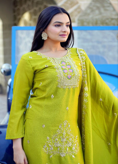 Elegant Lime Green Salwar Suit Set for Women - Traditional Indian Ethnic Wear for Weddings, Festivals & Special Occasions