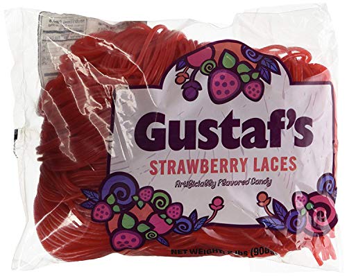Gustaf's Strawberry Red Licorice Laces - 2 Pound Bulk Bag (Pack of 3) | Sweet Candy for Parties, Movie Nights & Gift Baskets