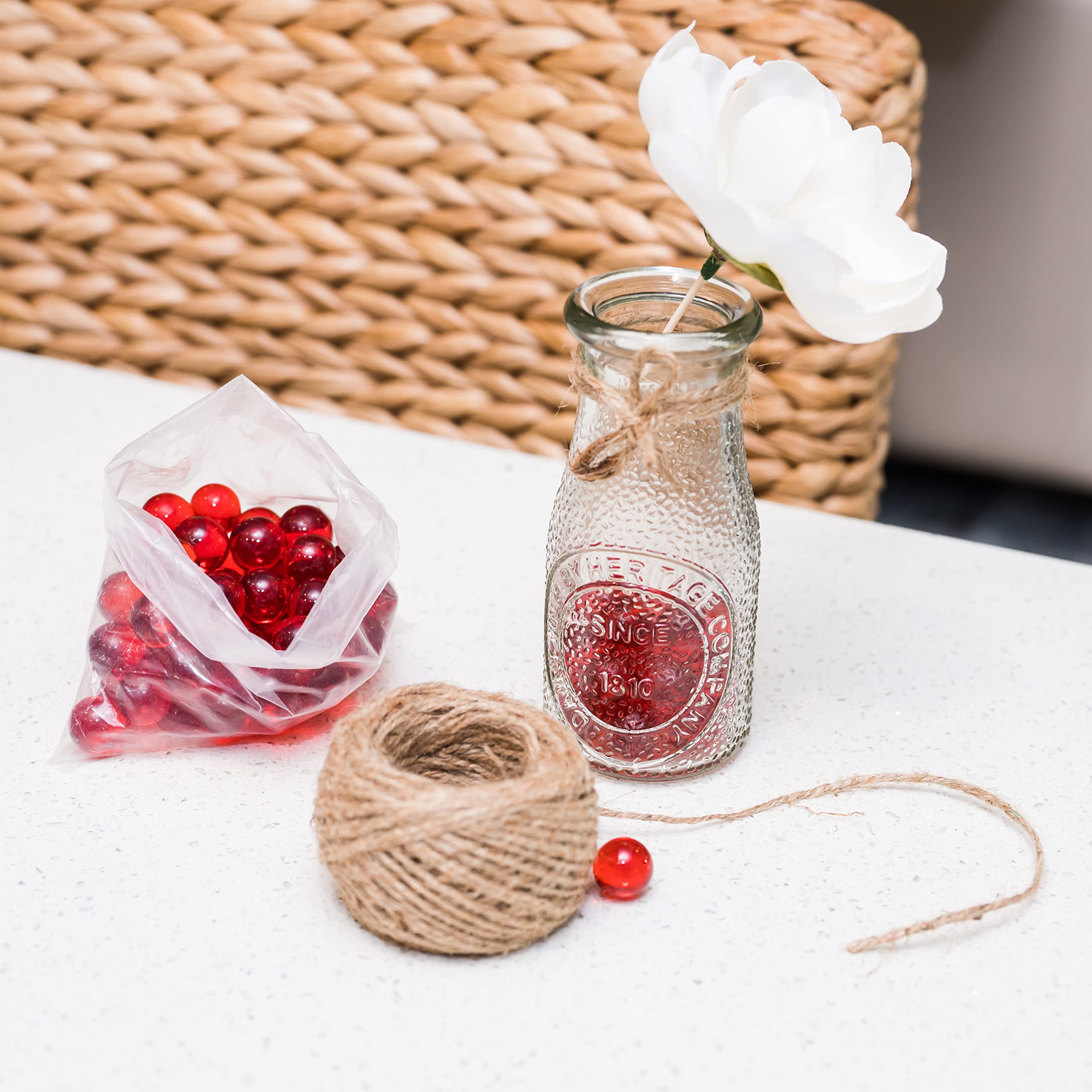 Galashield Glass Marbles for Vases - 1LB Bulk Vase Fillers | Decorative Round Beads in Red | Perfect for Home Decor, Wedding Centerpieces & DIY Crafts