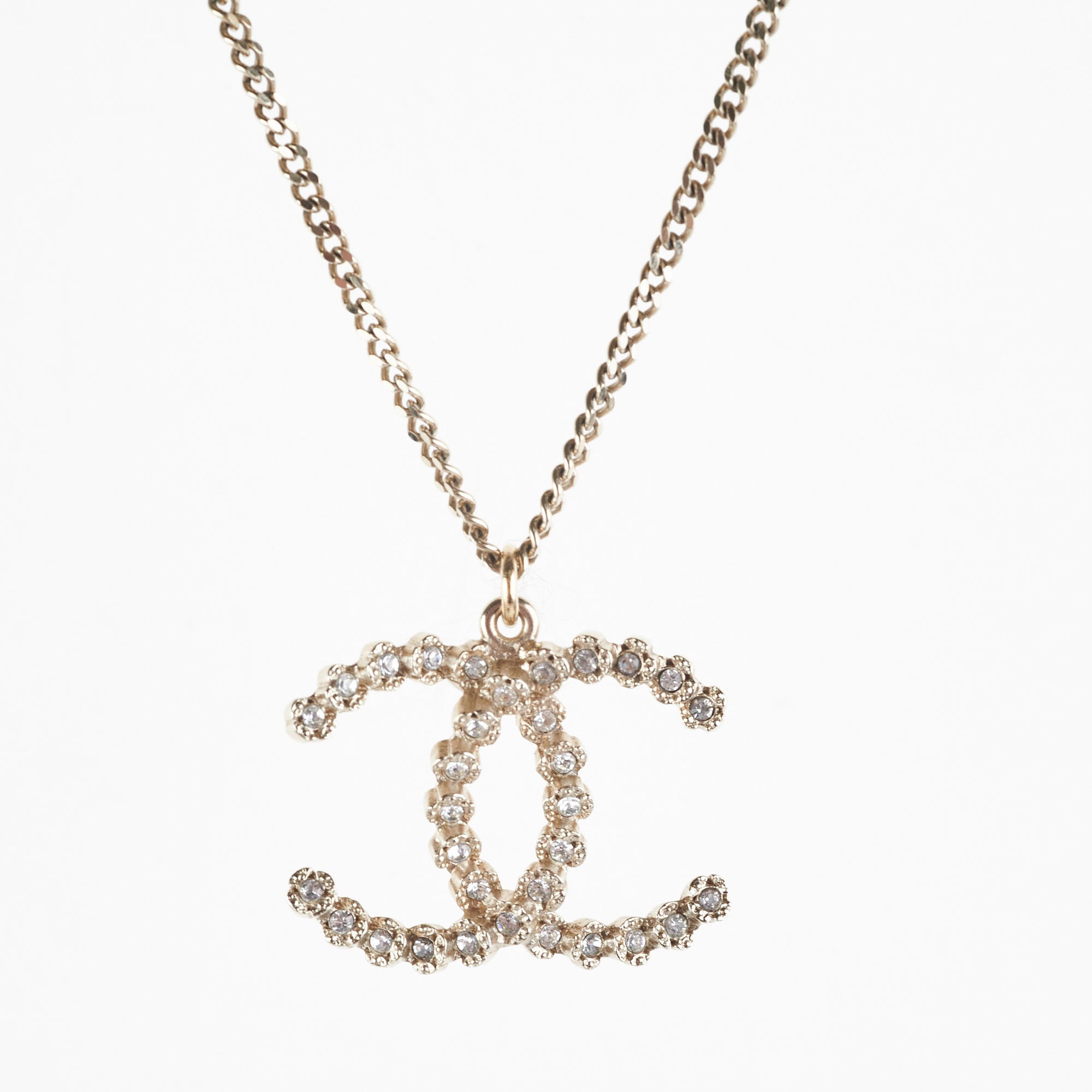 Chanel Gold Rhinestone Necklace - Elegant Costume Jewelry for Women, Perfect for Parties, Weddings & Evening Events