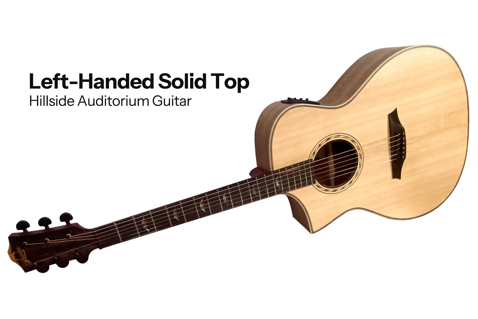 BAT 4CEL SG Left Handed Solid Top Dreadnought Acoustic Guitar for Beginners - Natural Wood Finish, Perfect for Campfire Singalongs & Home Practice Sessions