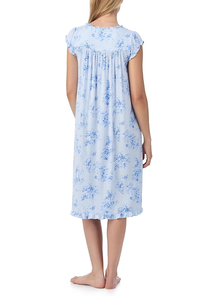 Eileen West Plus Size Modal Spandex Jersey Knit Cap Sleeve Waltz Nightgown | Comfortable Sleepwear for Women | Perfect for Relaxing at Home & Overnight Stays