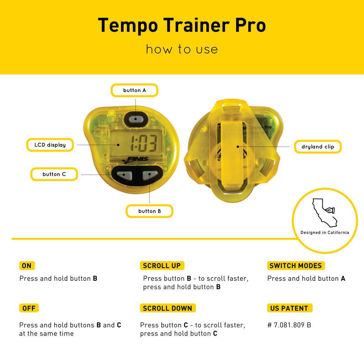 FINIS Tempo Trainer Pro - Swimming Pace Clock & Interval Timer for Competitive Swimmers - Perfect for Swim Training, Triathlon, and Water Workouts