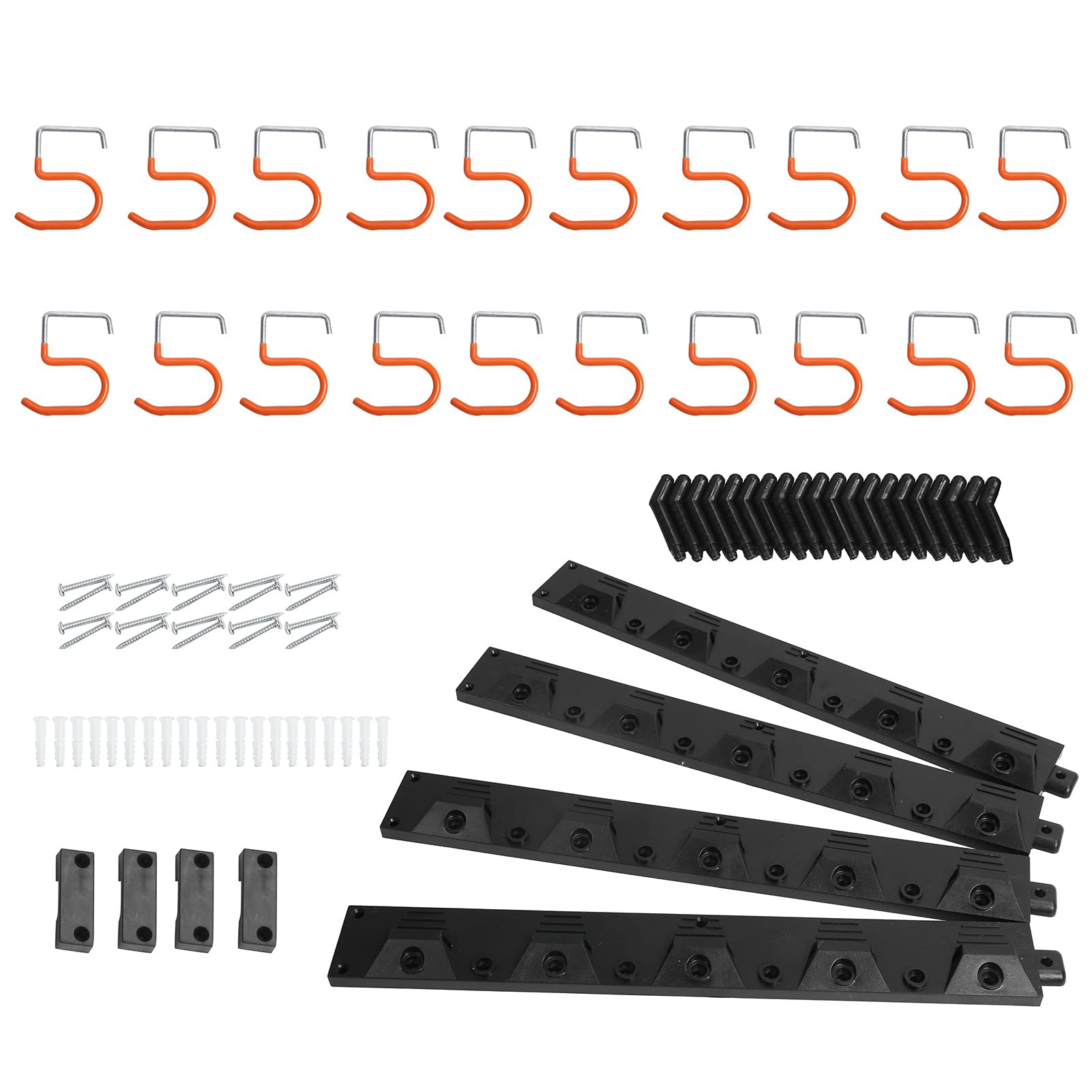 64 Inch Heavy Duty Metal Wall Mounted Tool Storage Rack with Single Hook - Garage & Home Organization System - Steel Gear Hooks for Garden Tools, Workshop Equipment & Wall Organizer - Perfect for DIY Projects, Garage Storage & Workshop Organization
