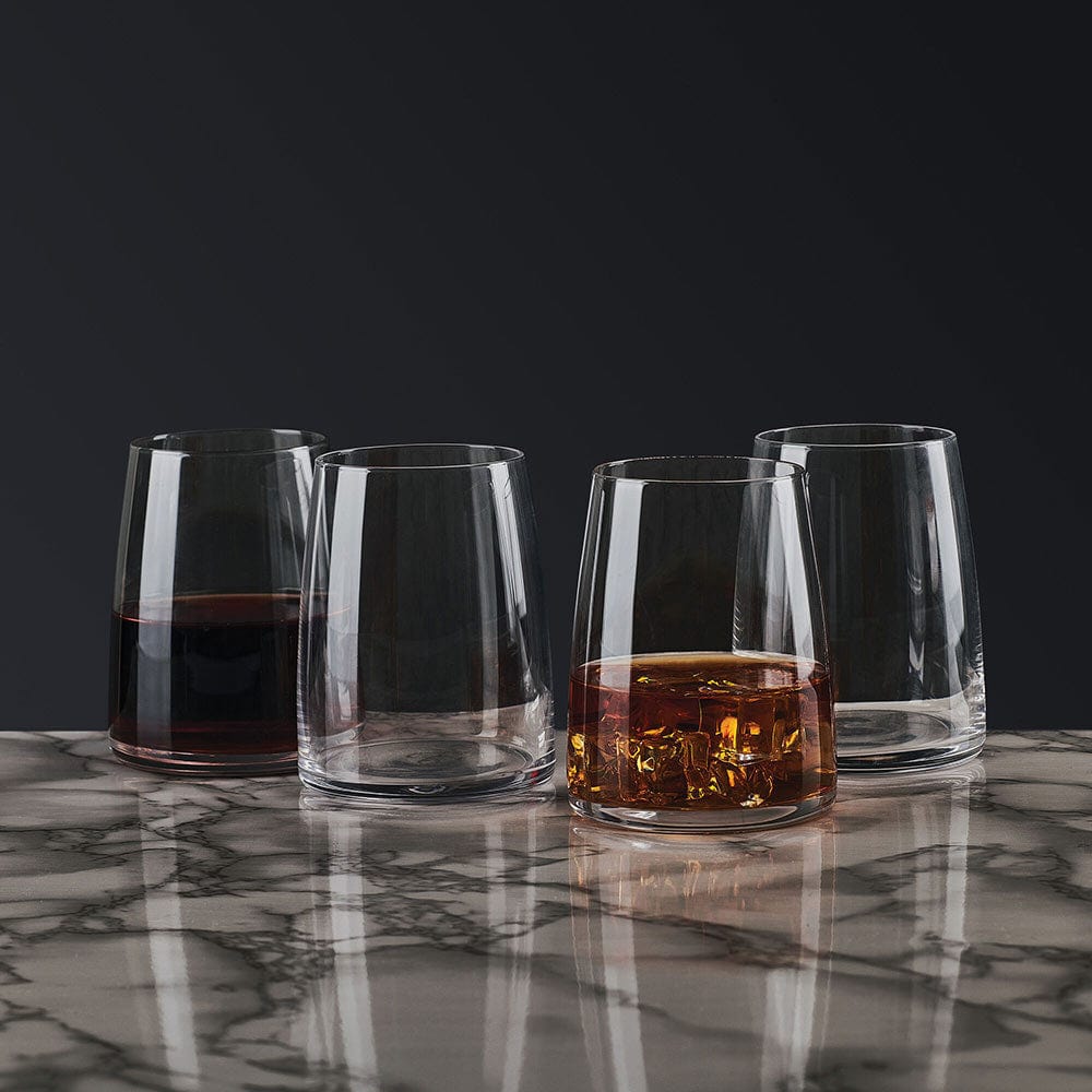 Premium Set of 4 Double Old Fashioned Whiskey Glasses - Heavy Base Crystal Clear Barware for Bourbon, Scotch & Cocktails - Perfect for Home Bars, Gifts & Entertaining