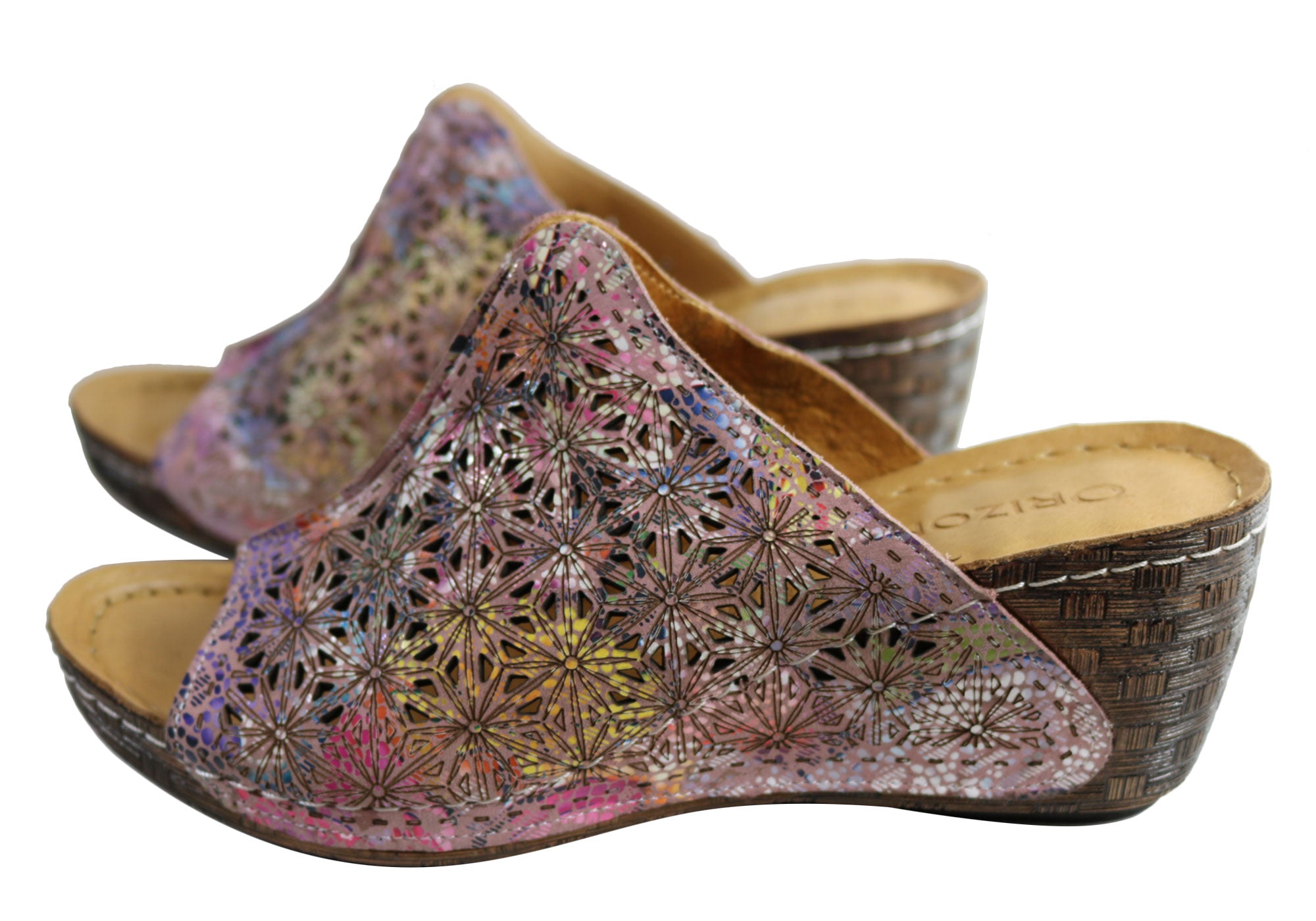 Orizonte Deb Women's European Leather Comfortable Wedge Slide Sandals - Stylish & Supportive for Summer, Beach, and Casual Outings