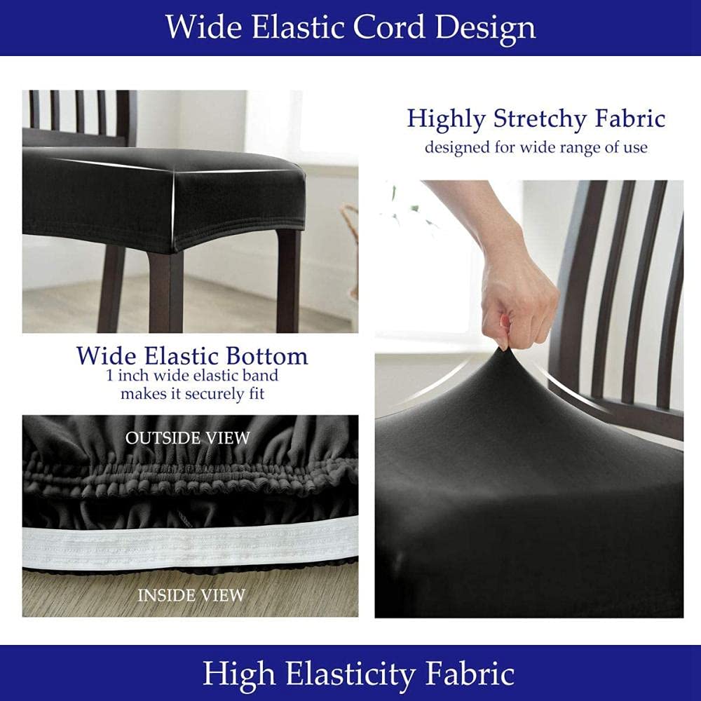Premium Thick Velvet Dining Chair Covers - Elastic Stretch Slipcovers for Kitchen & Living Room Chairs (1-Piece, Coffee Brown) - Perfect for Home Decor & Furniture Protection