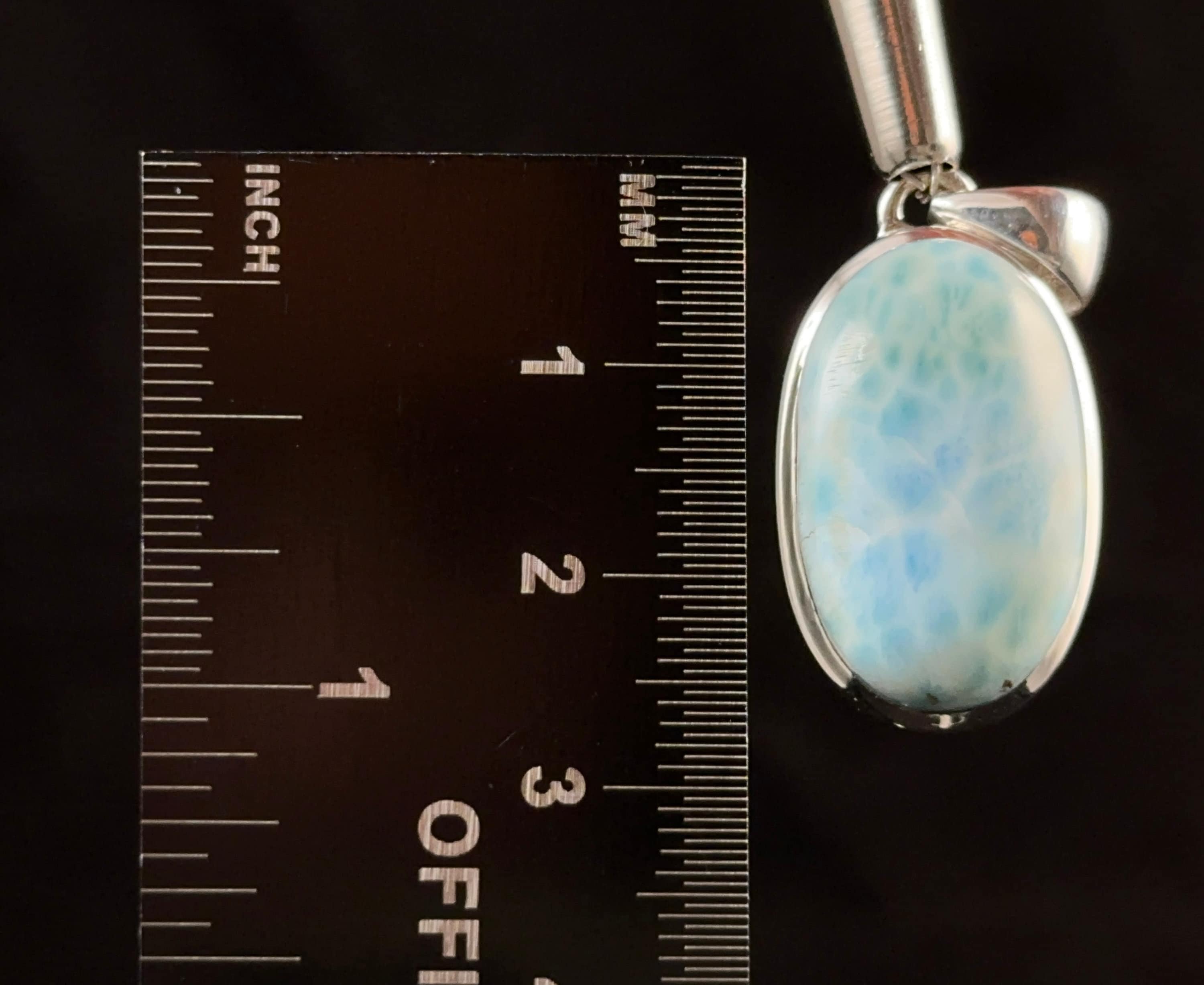 LARIMAR Crystal Pendant Necklace - Genuine Handmade Sterling Silver Jewelry with Oval Cabochon Stone, Open Back Bezel Setting | Perfect for Gifts, Meditation & Spiritual Healing