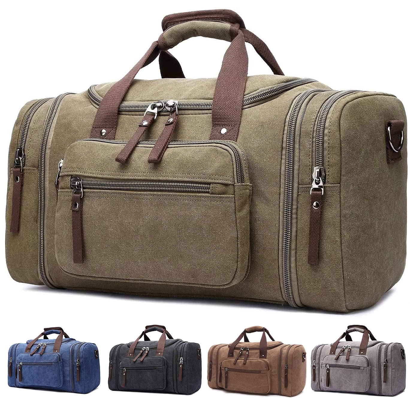 TELOSPORTS Large Travel Duffel Bag - Waterproof Weekender Gym Bag for Men, Carry-On Overnight Bag with Shoulder Strap (Green) - Perfect for Gym, Travel & Weekend Getaways