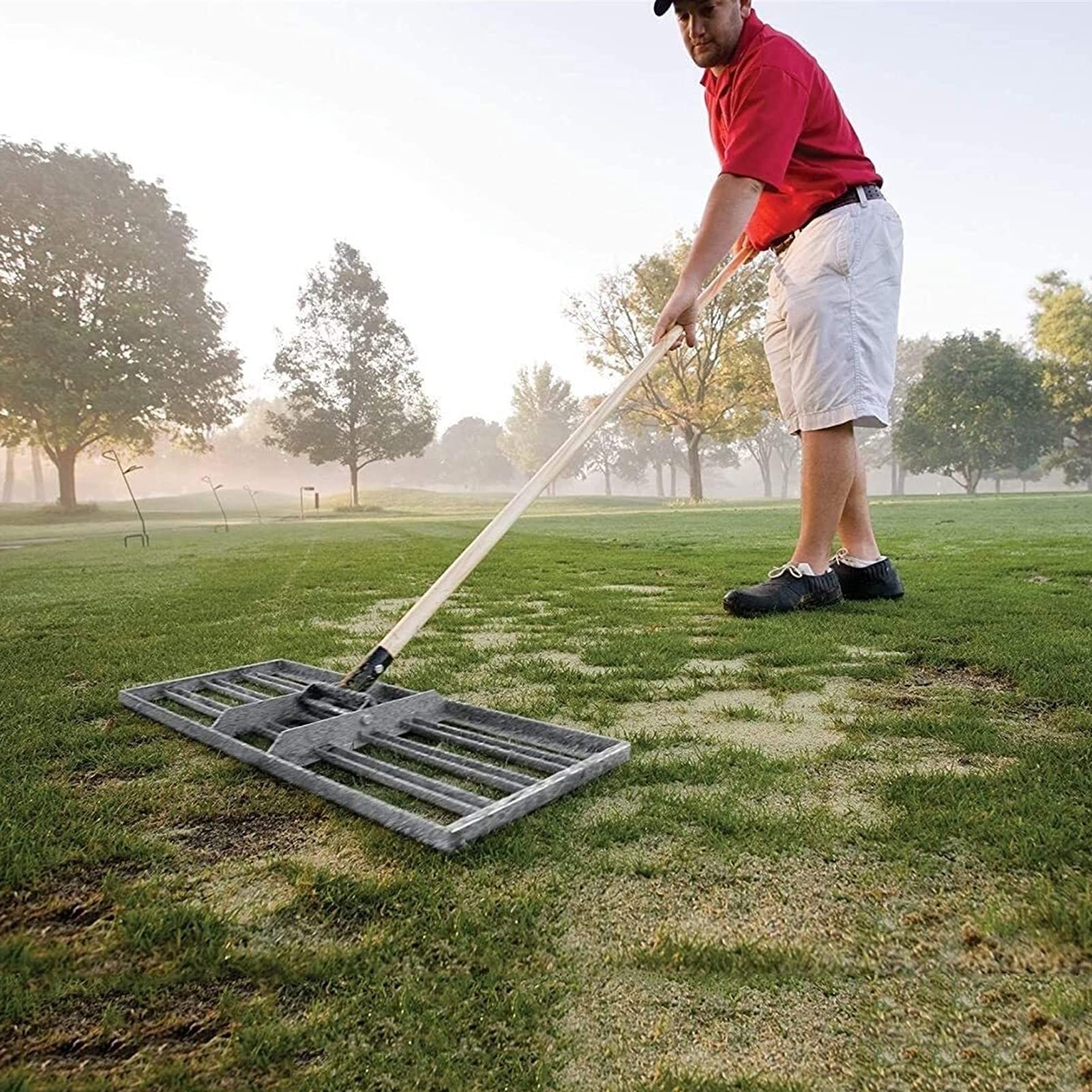 Premium Stainless Steel Lawn Leveling Rake - 4.5FT Yard Leveler Tool for Backyard, Golf Course & Garden Maintenance | Durable Grass & Sand Leveler for Perfect Lawn Finishing | Ideal for Landscaping, Turf Care & DIY Yard Projects