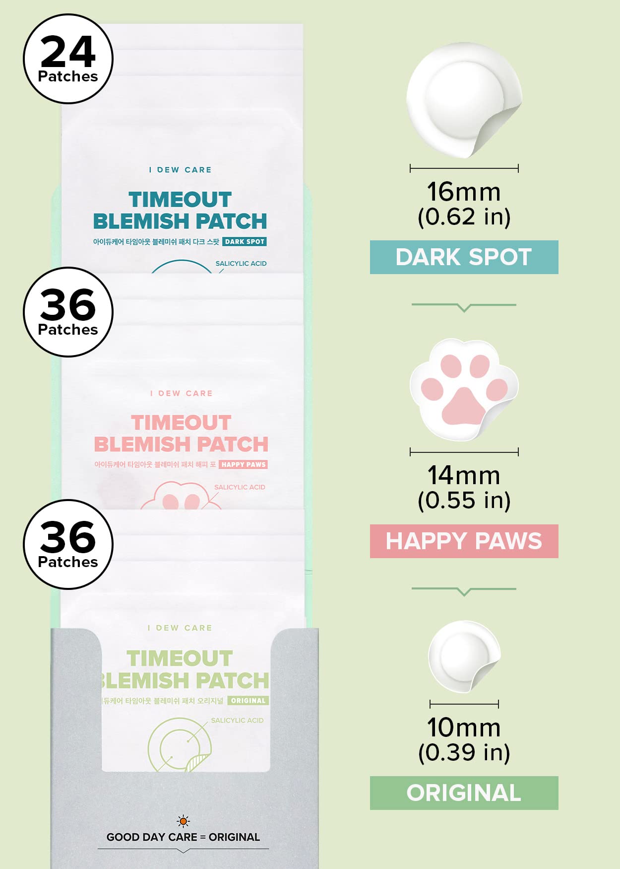 I DEW CARE Hydrocolloid Acne Pimple Patch Trio - 96 Count | Vegan, Cruelty-Free & Gluten-Free Acne Treatment | Perfect for Overnight Spot Treatment & On-the-Go Skincare