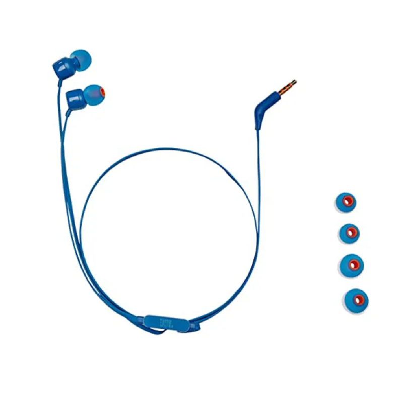 JBL Tune 110 Wired In-Ear Headphones with Mic - Blue | Perfect for Gym, Commuting & Music Lovers